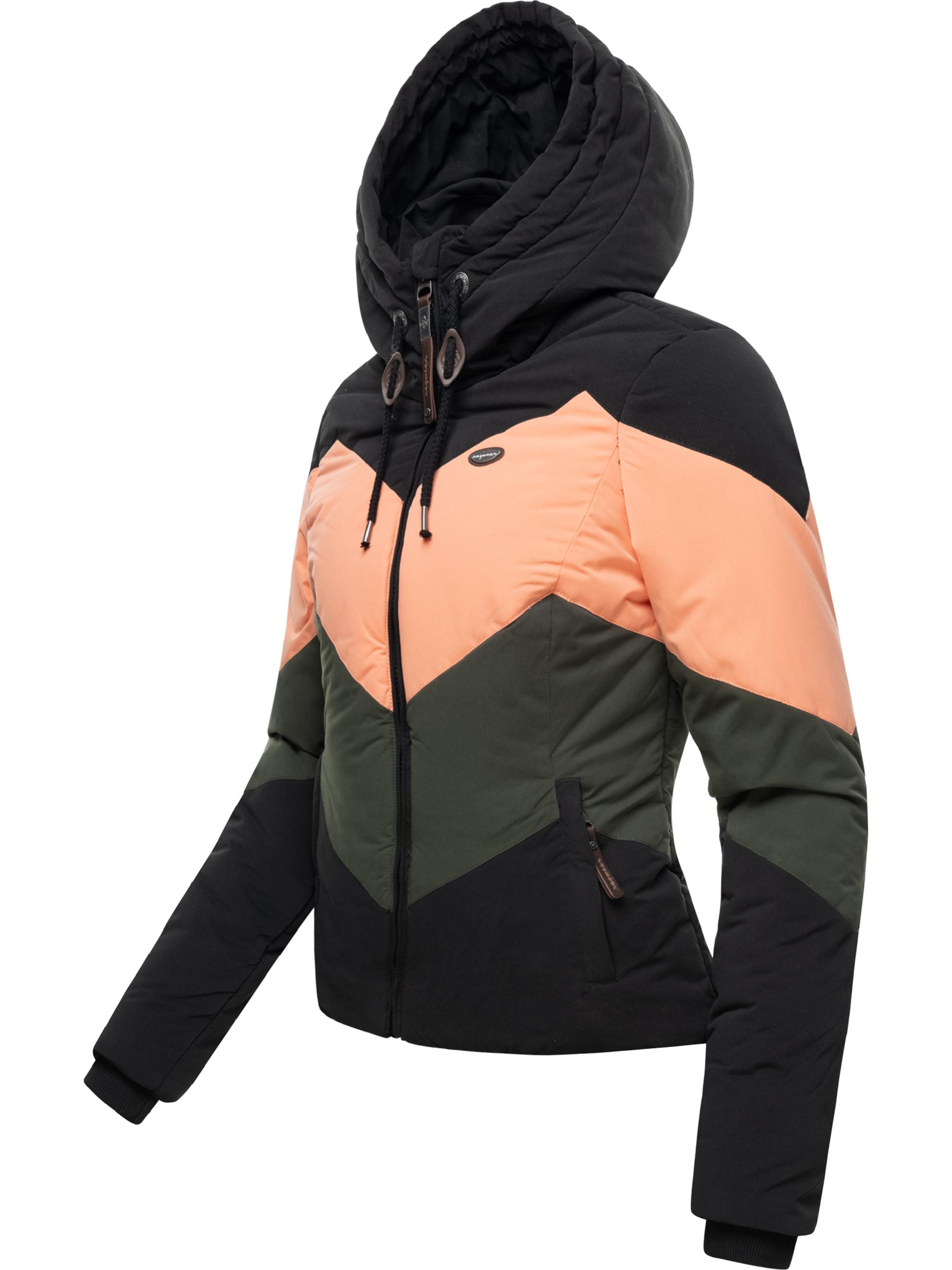 Winter Steppjacke Multicolor mit Kapuze "Novva Block" Black22