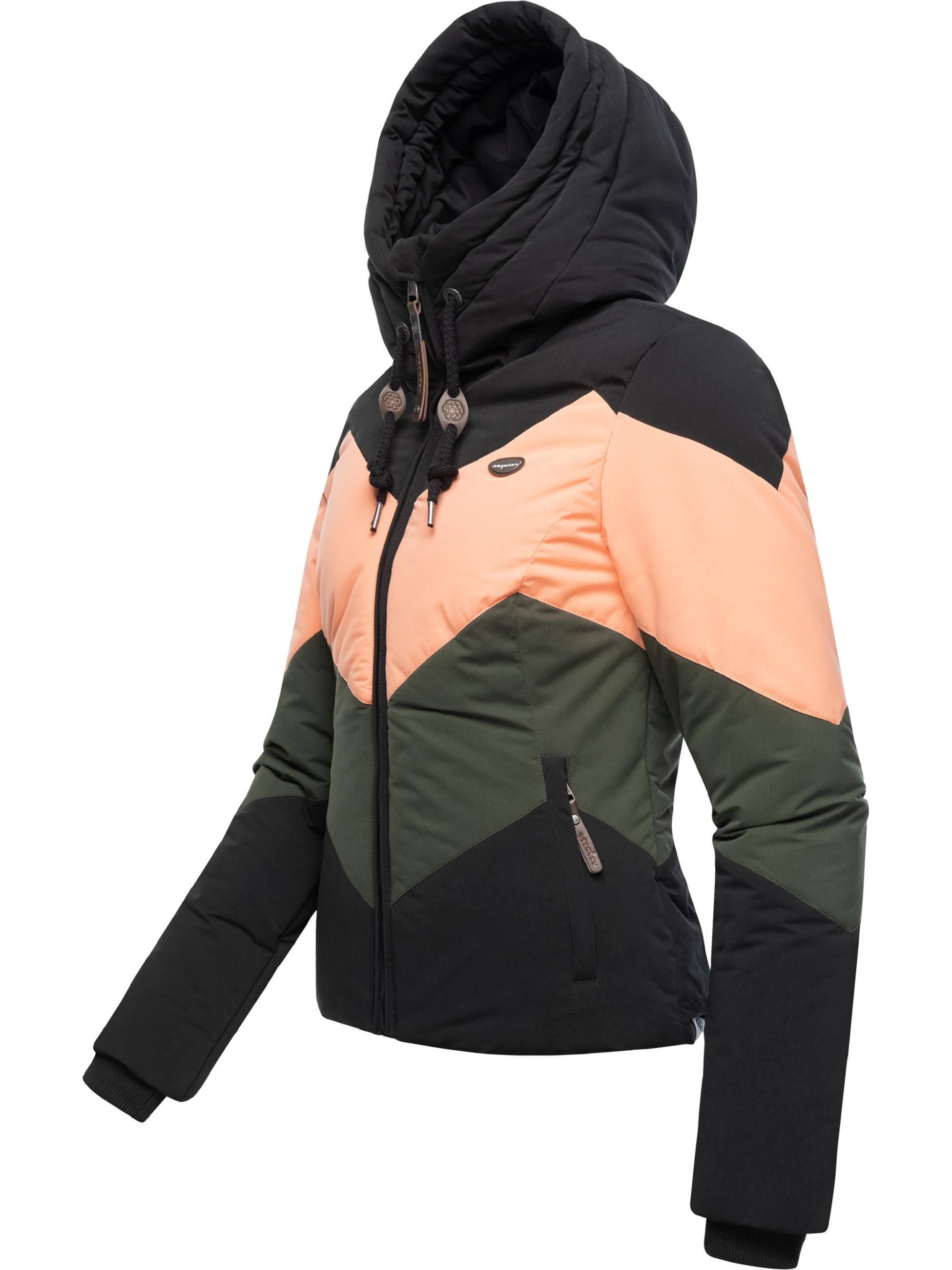 Winter Steppjacke Multicolor mit Kapuze "Novva Block" Black