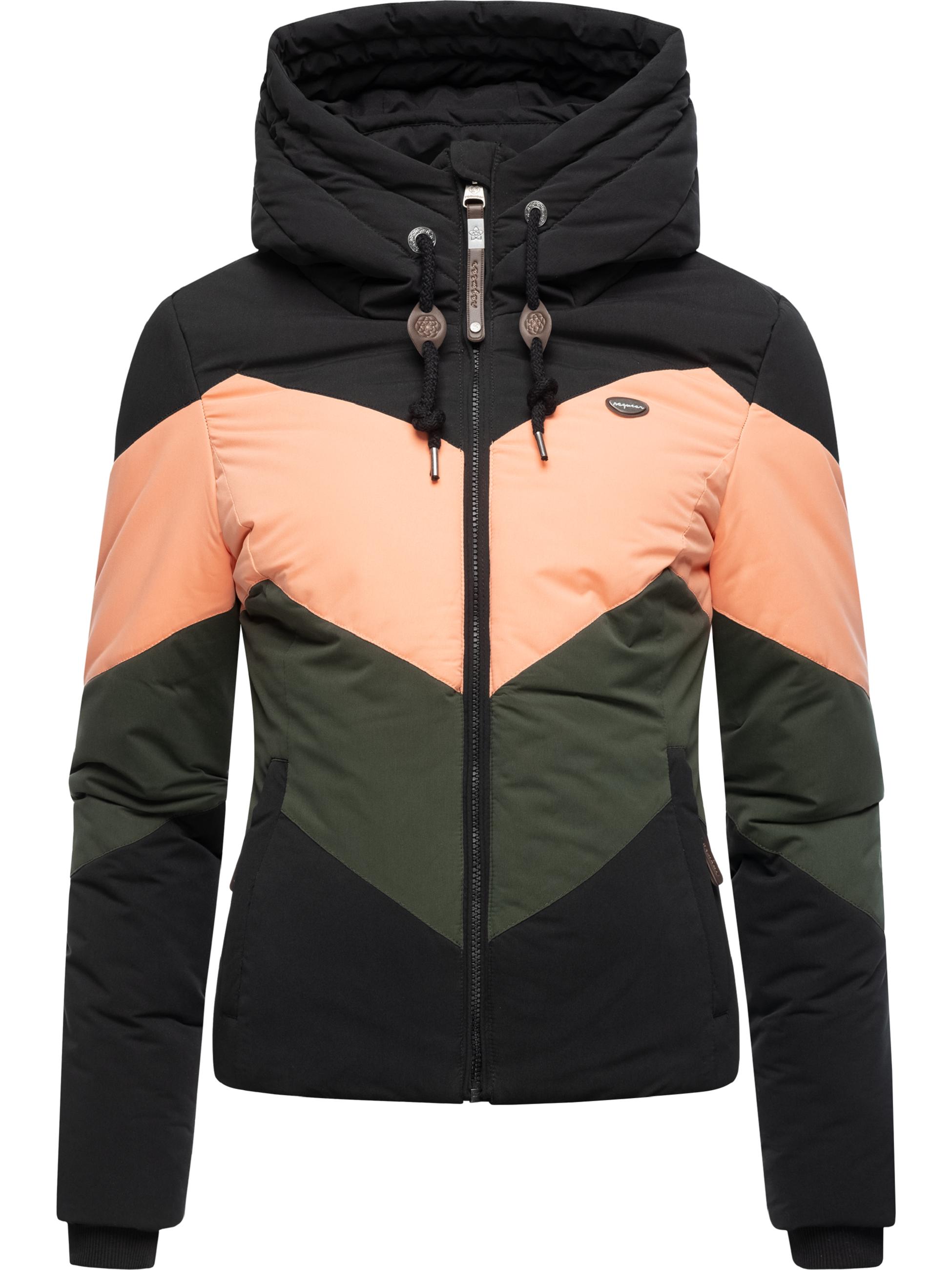 Winter Steppjacke Multicolor mit Kapuze "Novva Block" Black