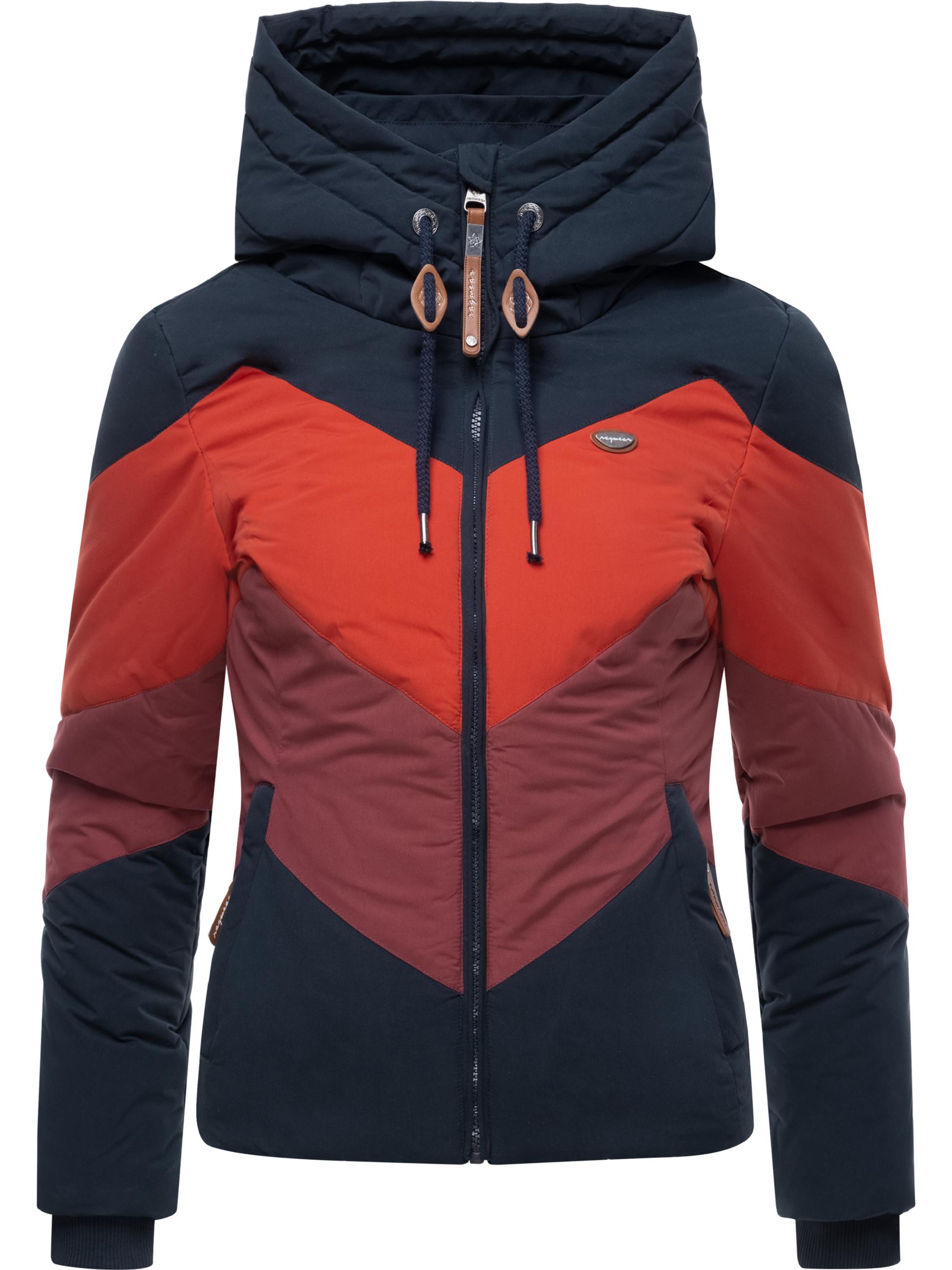 Winter Steppjacke Multicolor mit Kapuze "Novva Block" Navy22