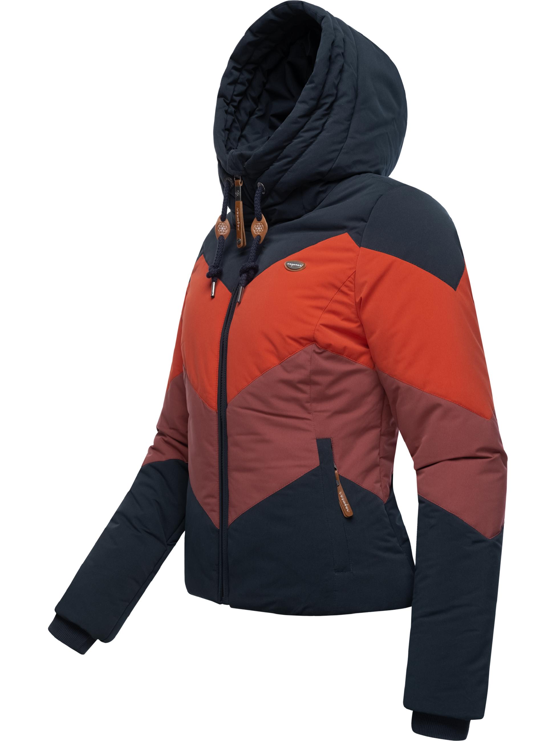 Winter Steppjacke Multicolor mit Kapuze "Novva Block" Navy