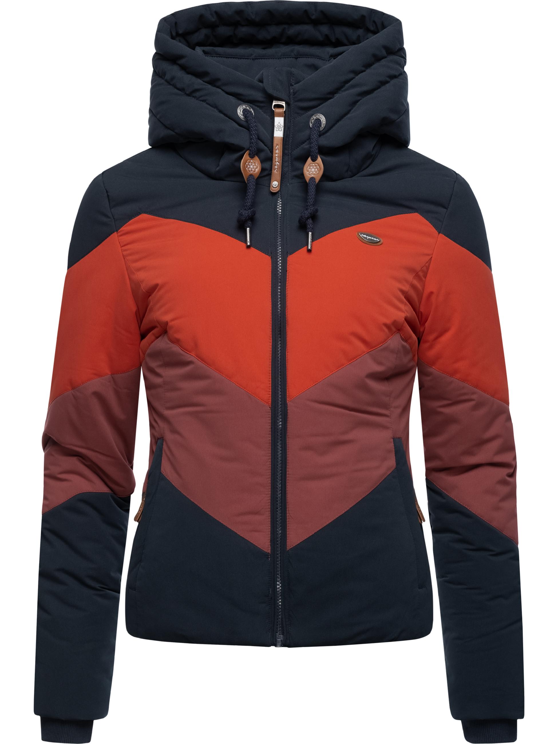 Winter Steppjacke Multicolor mit Kapuze "Novva Block" Navy