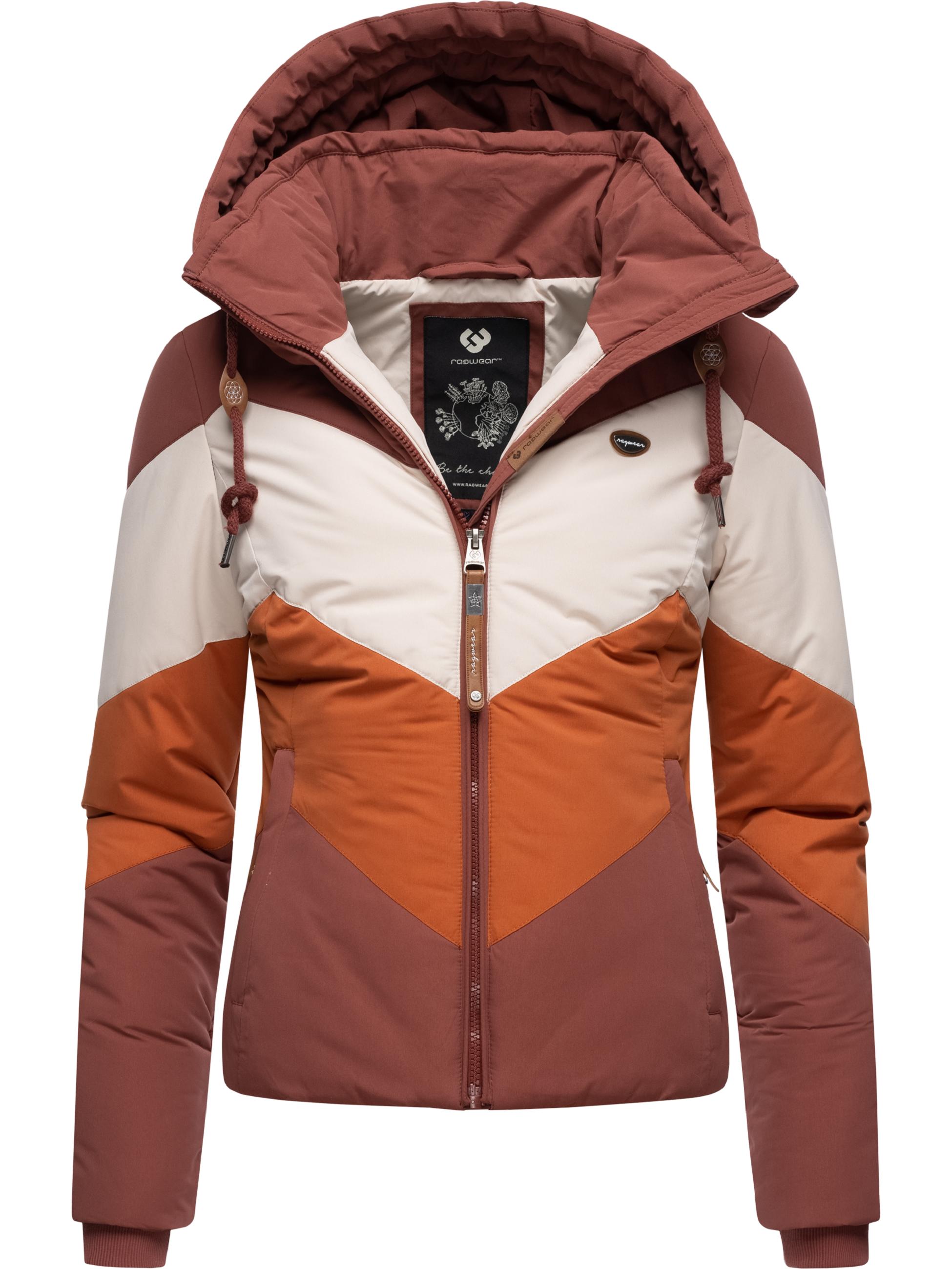 Winter Steppjacke Multicolor mit Kapuze "Novva Block" Terracotta