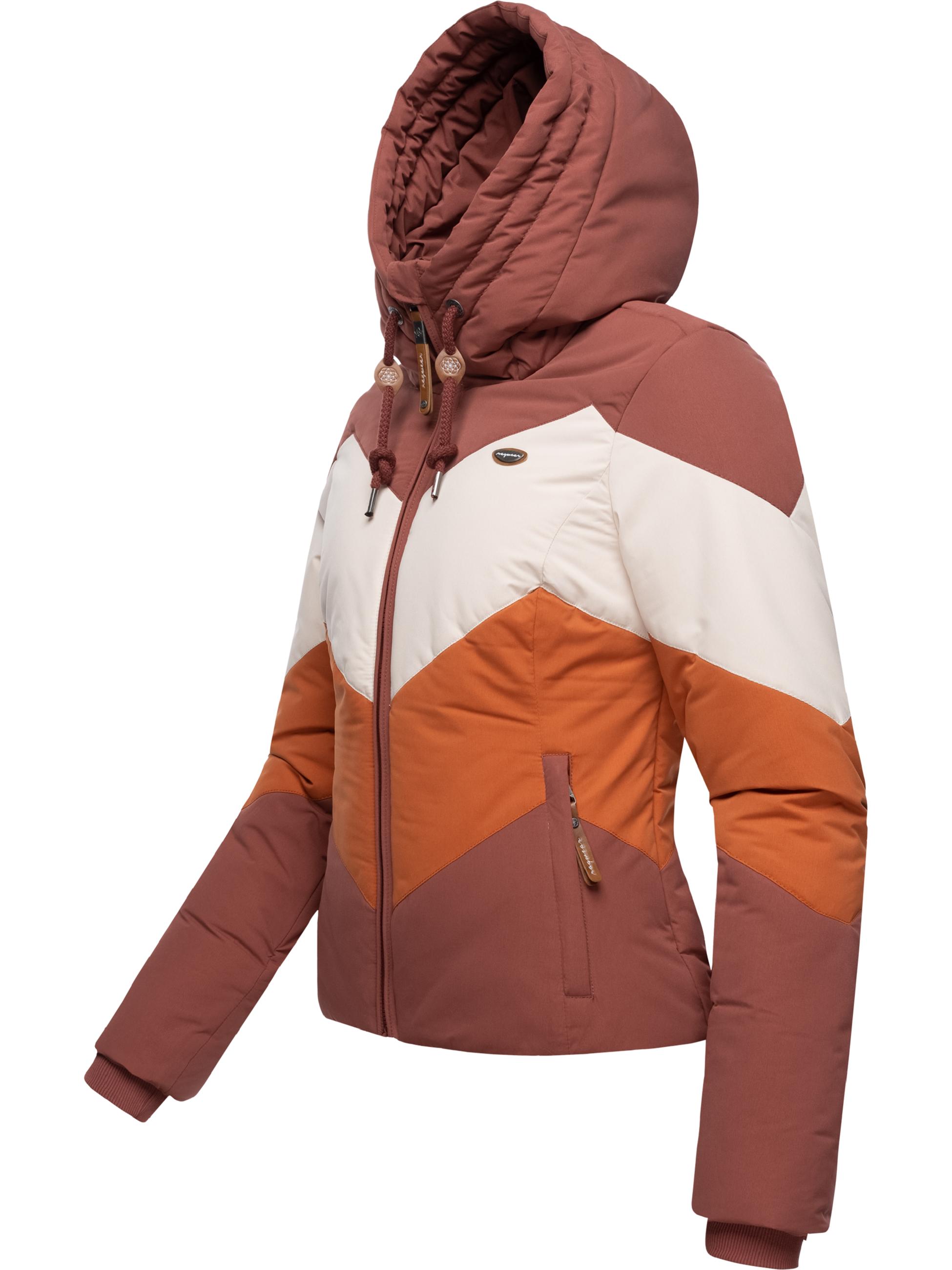 Winter Steppjacke Multicolor mit Kapuze "Novva Block" Terracotta