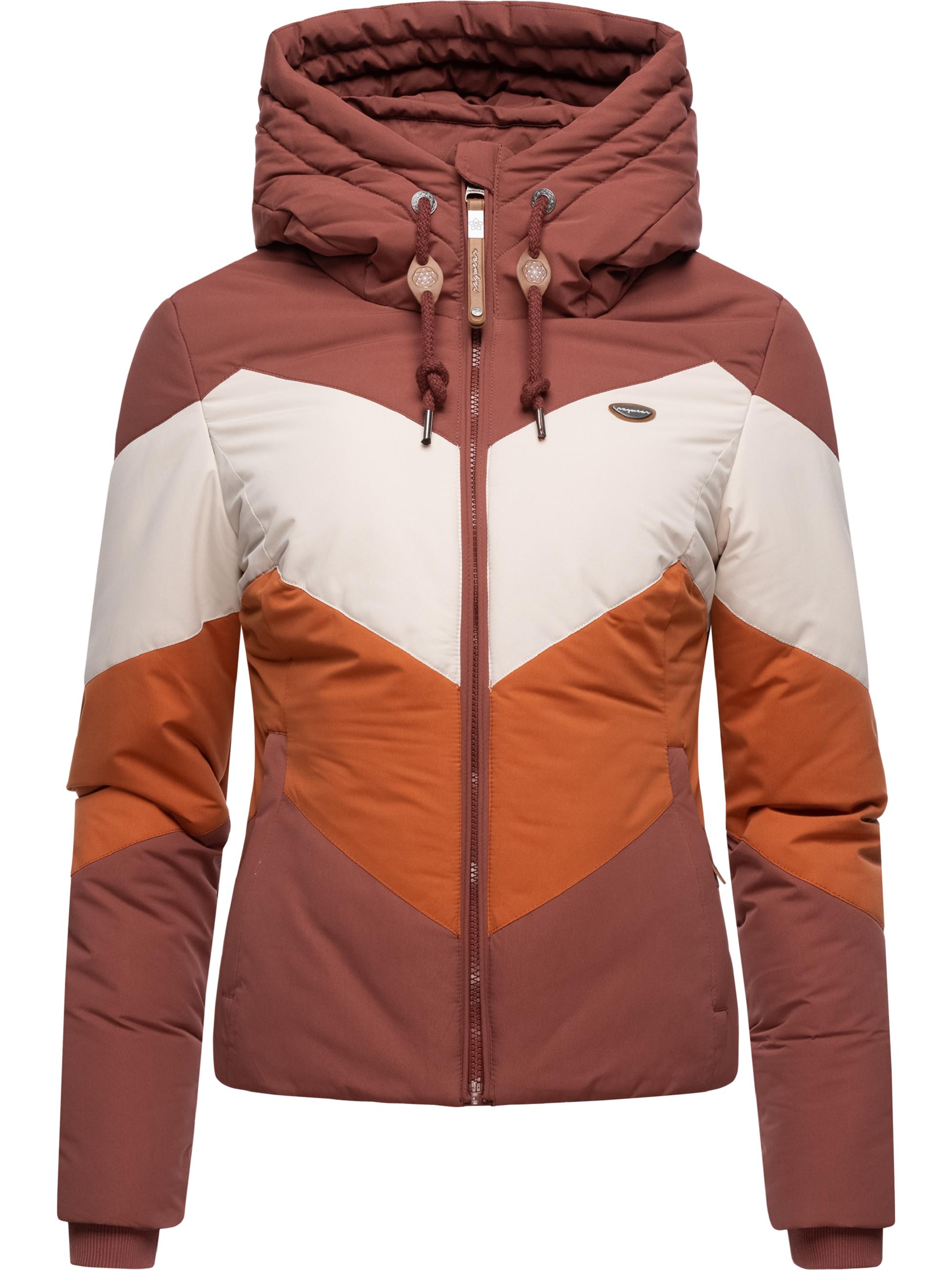 Winter Steppjacke Multicolor mit Kapuze "Novva Block" Terracotta