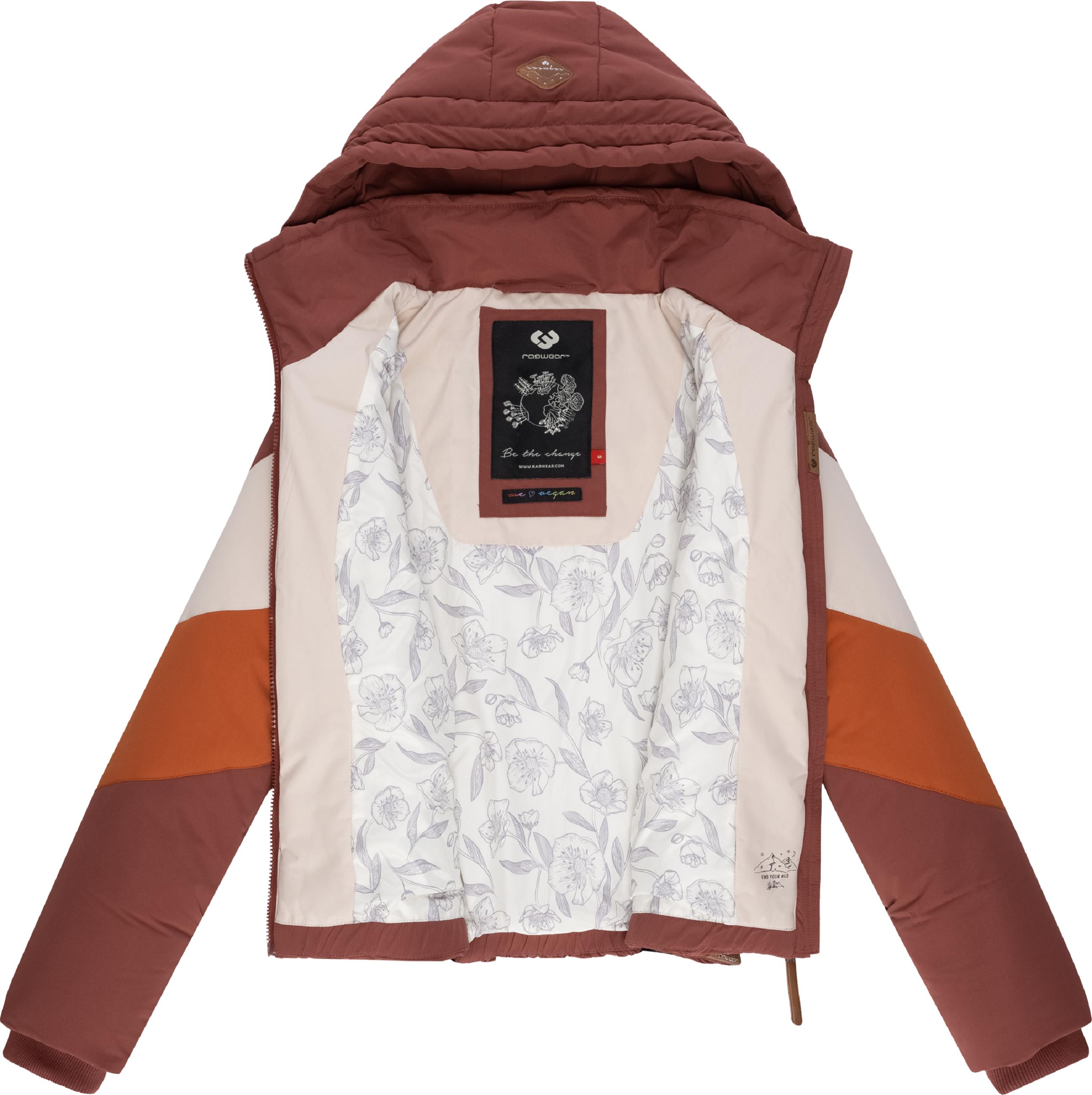 Winter Steppjacke Multicolor mit Kapuze "Novva Block" Terracotta