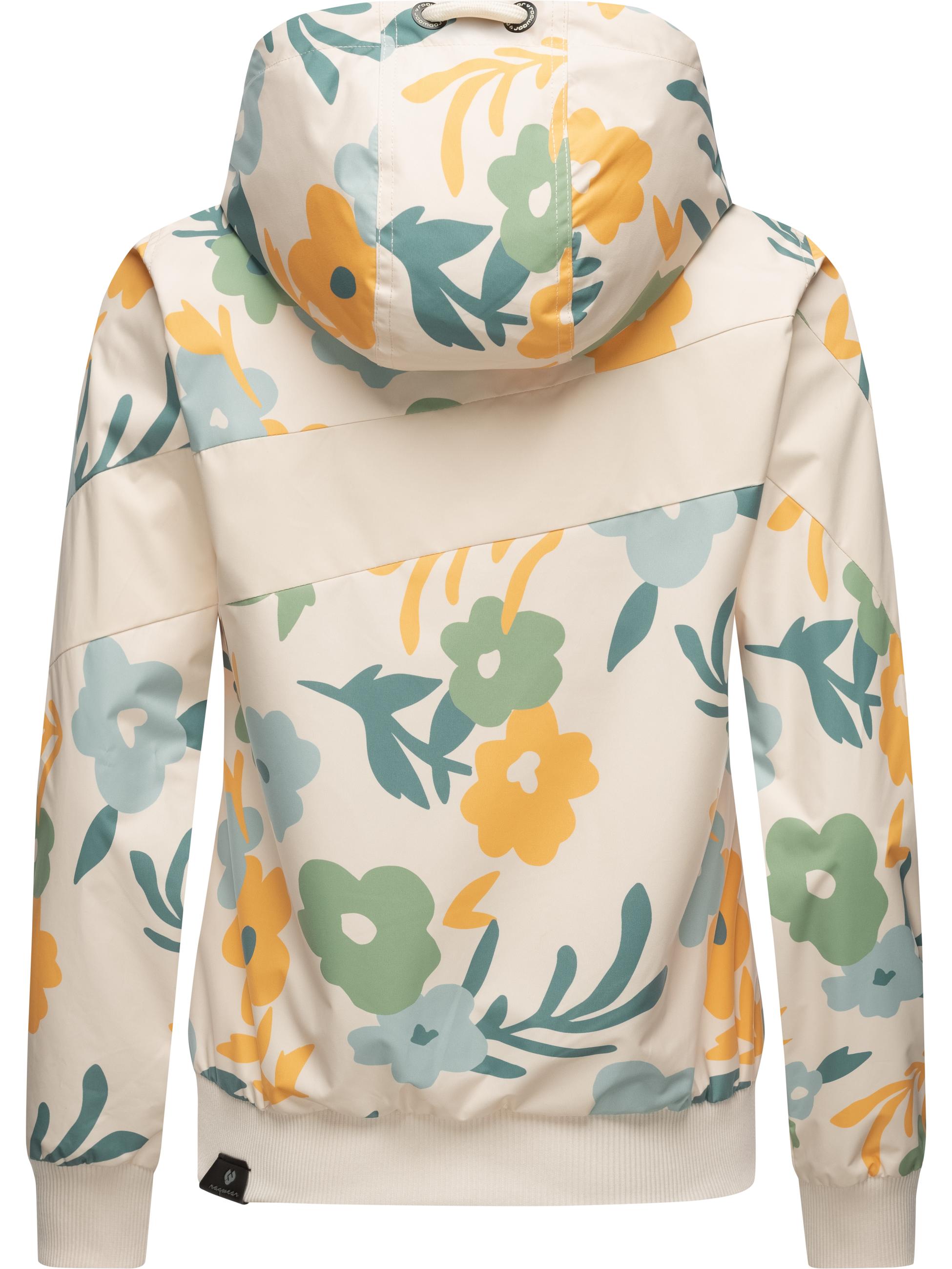 Leichte Übergangsjacke mit Alloverprint "Nuggie Block Flower" Beige