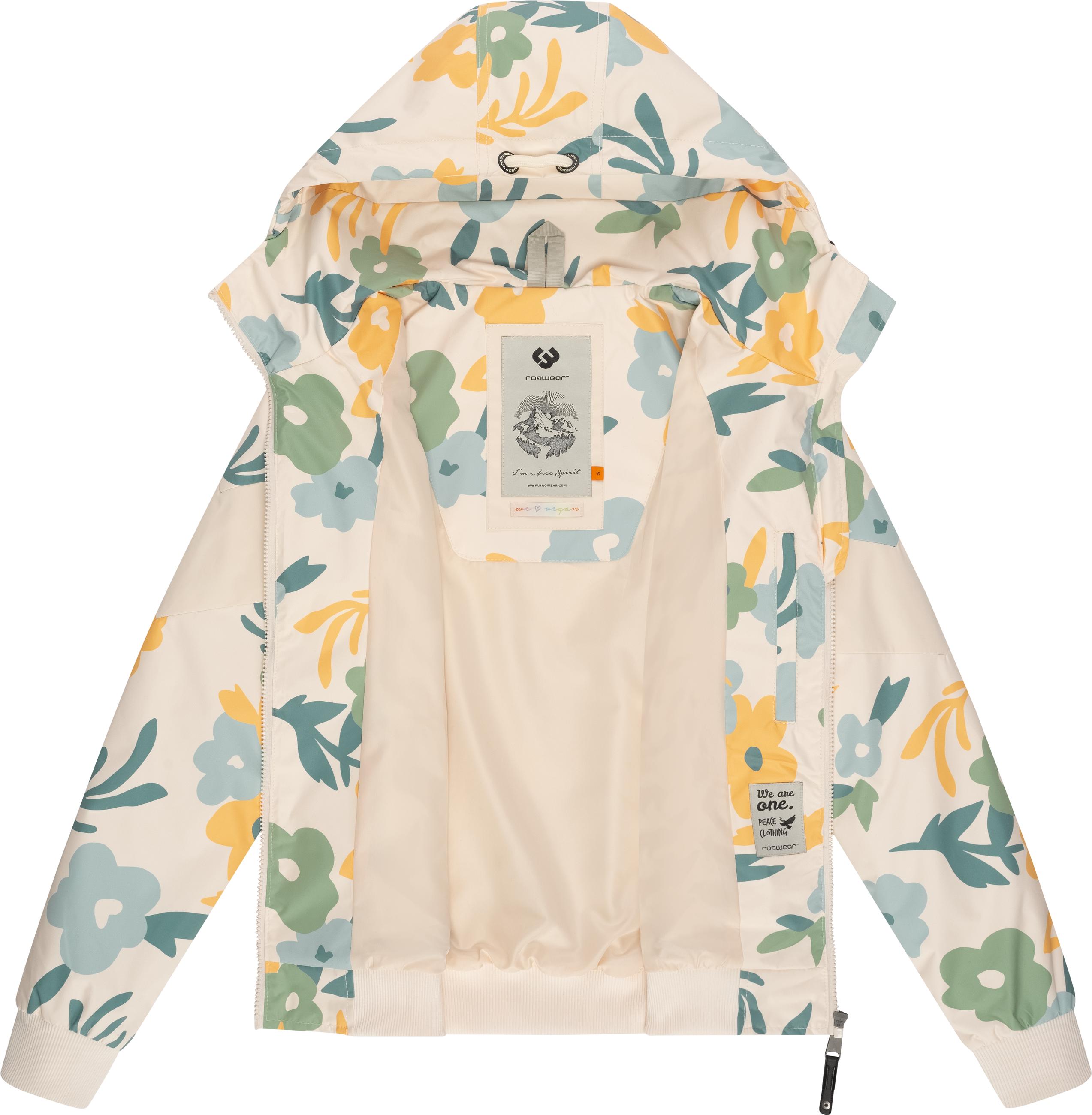 Leichte Übergangsjacke mit Alloverprint "Nuggie Block Flower" Beige