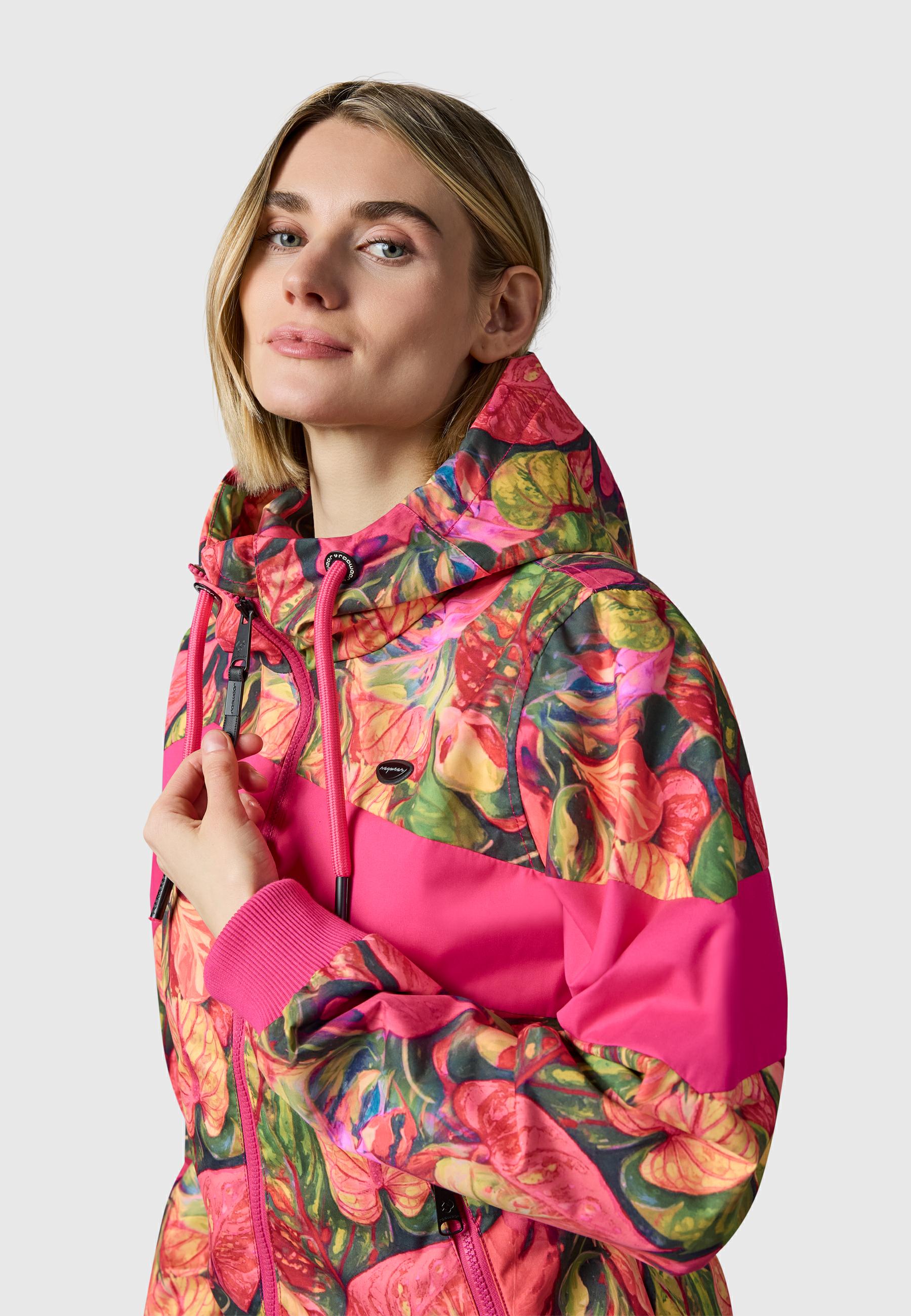 Leichte wasserdichte  Übergangsjacke mit Alloverprint "Nuggie Block Flower" Multi Combo26