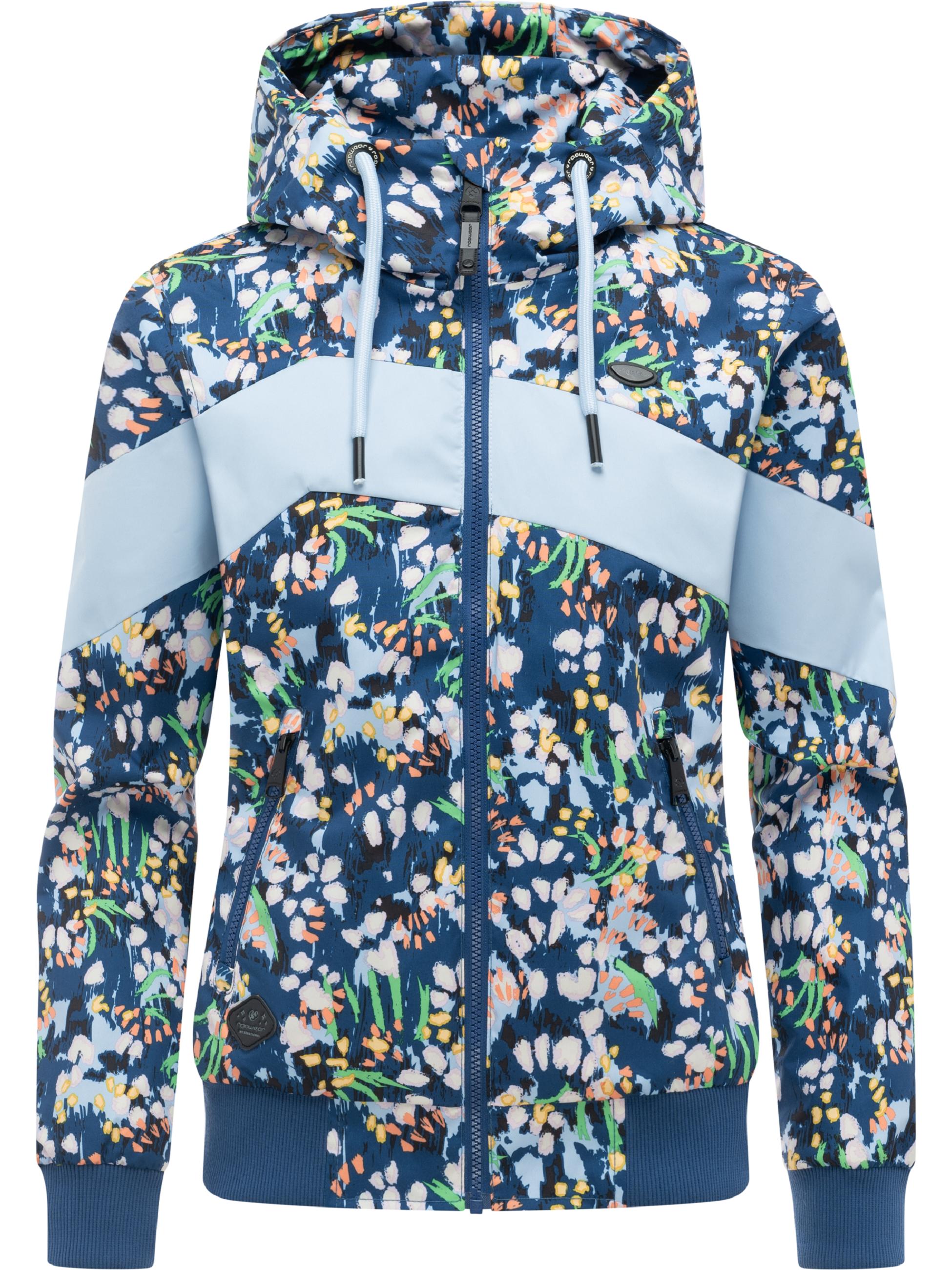 Leichte wasserdichte  Übergangsjacke mit Alloverprint "Nuggie Block Flower" Night Blue26