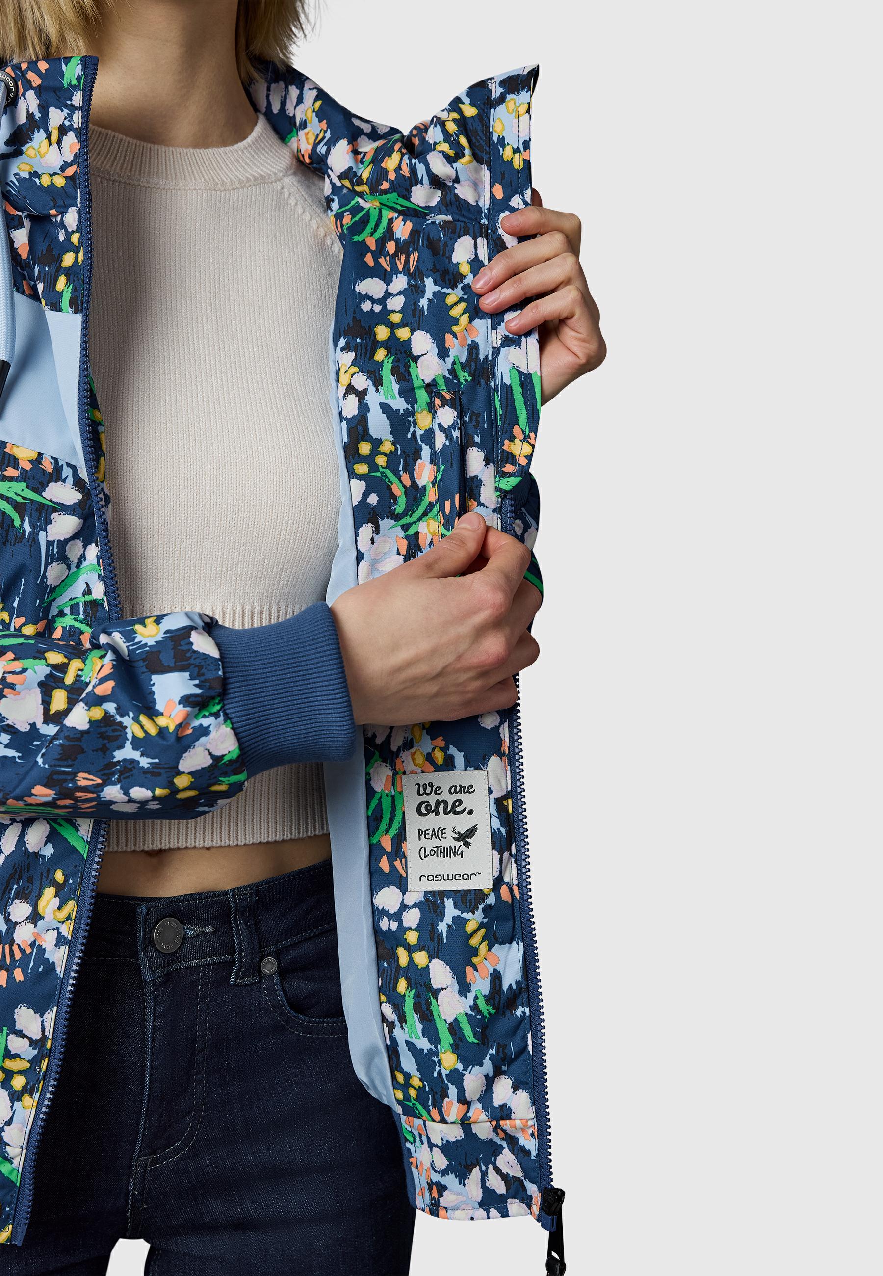Leichte wasserdichte  Übergangsjacke mit Alloverprint "Nuggie Block Flower" Night Blue26