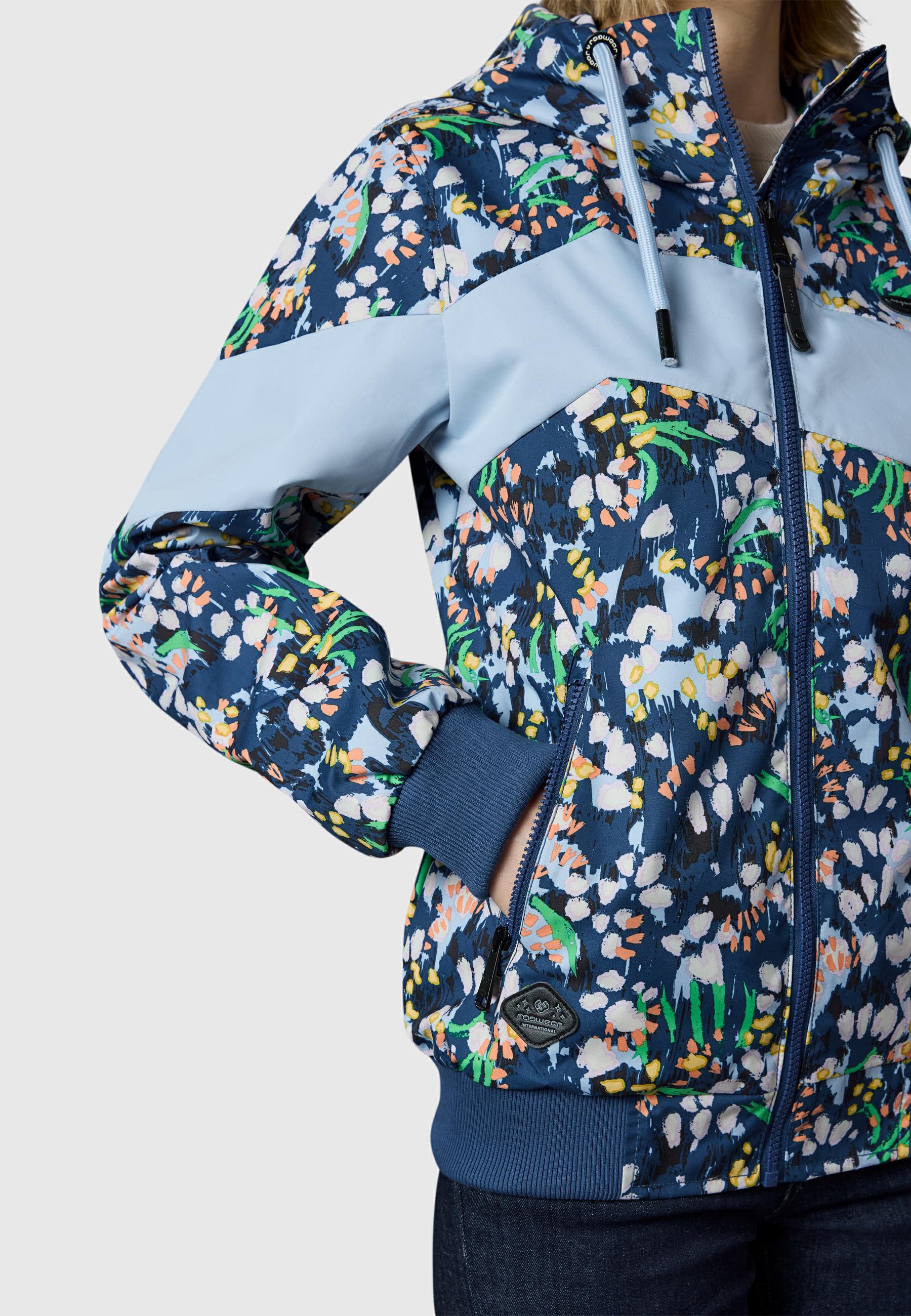 Leichte wasserdichte  Übergangsjacke mit Alloverprint "Nuggie Block Flower" Night Blue26