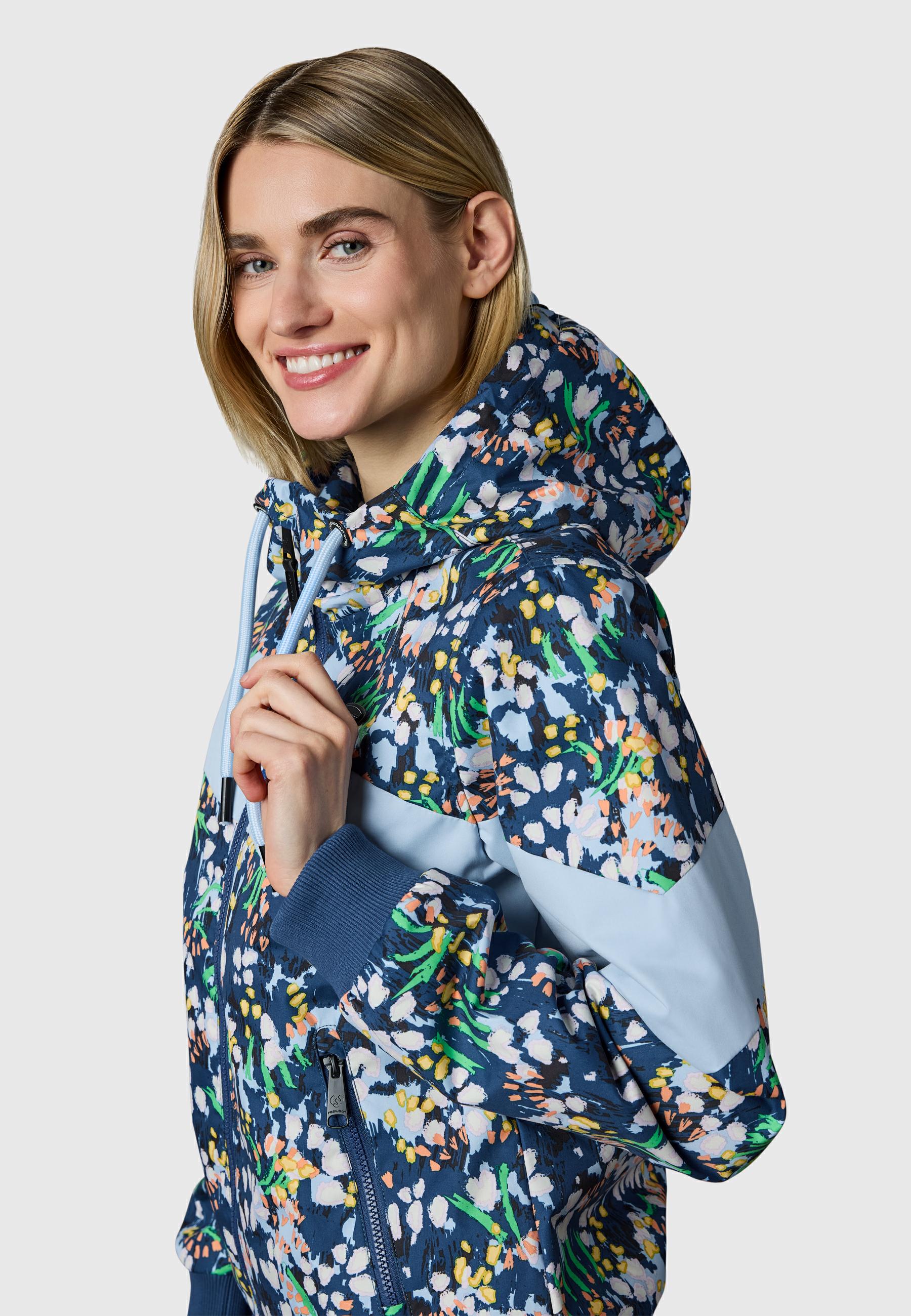 Leichte wasserdichte  Übergangsjacke mit Alloverprint "Nuggie Block Flower" Night Blue26