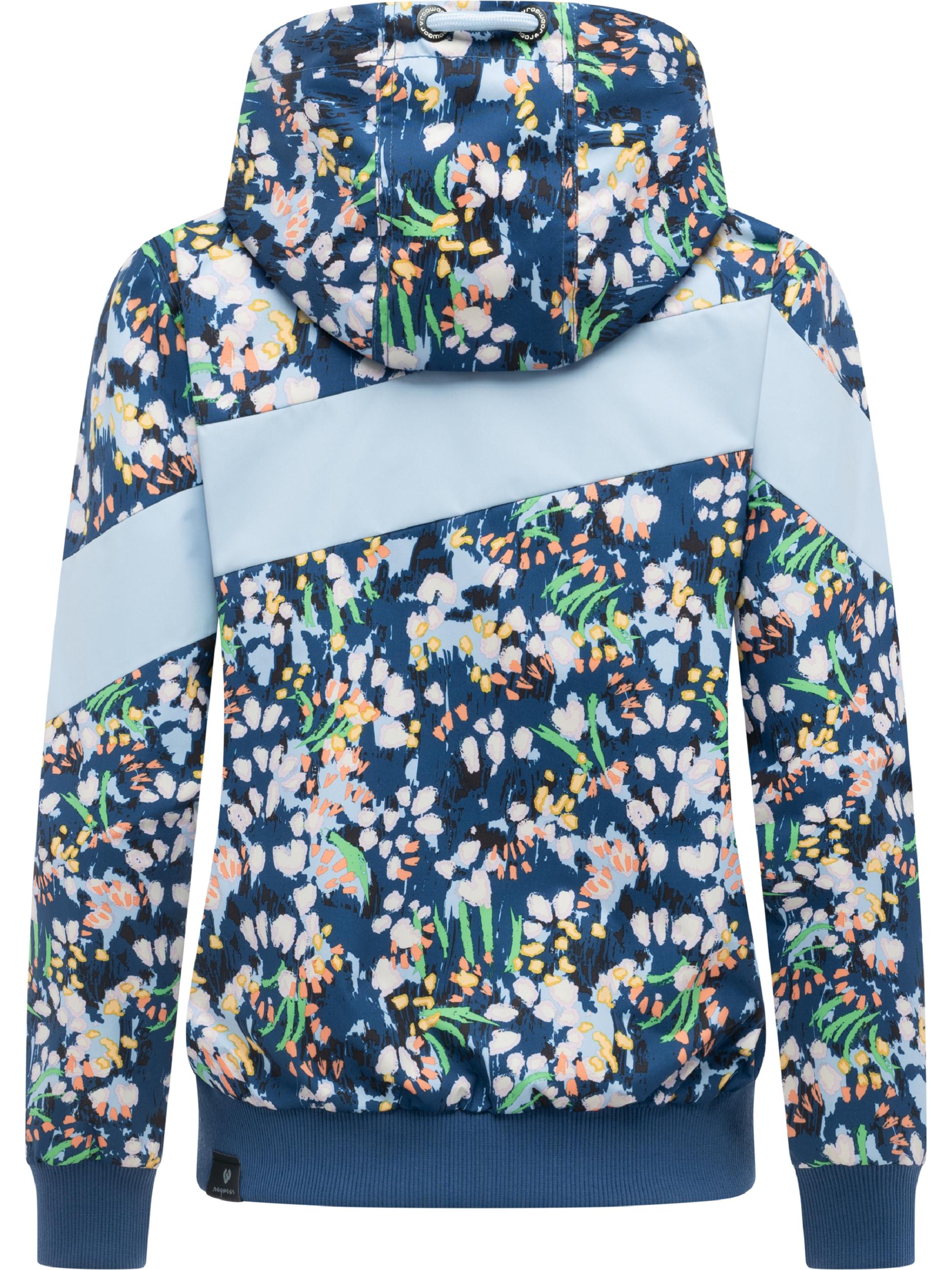 Leichte wasserdichte  Übergangsjacke mit Alloverprint "Nuggie Block Flower" Night Blue26
