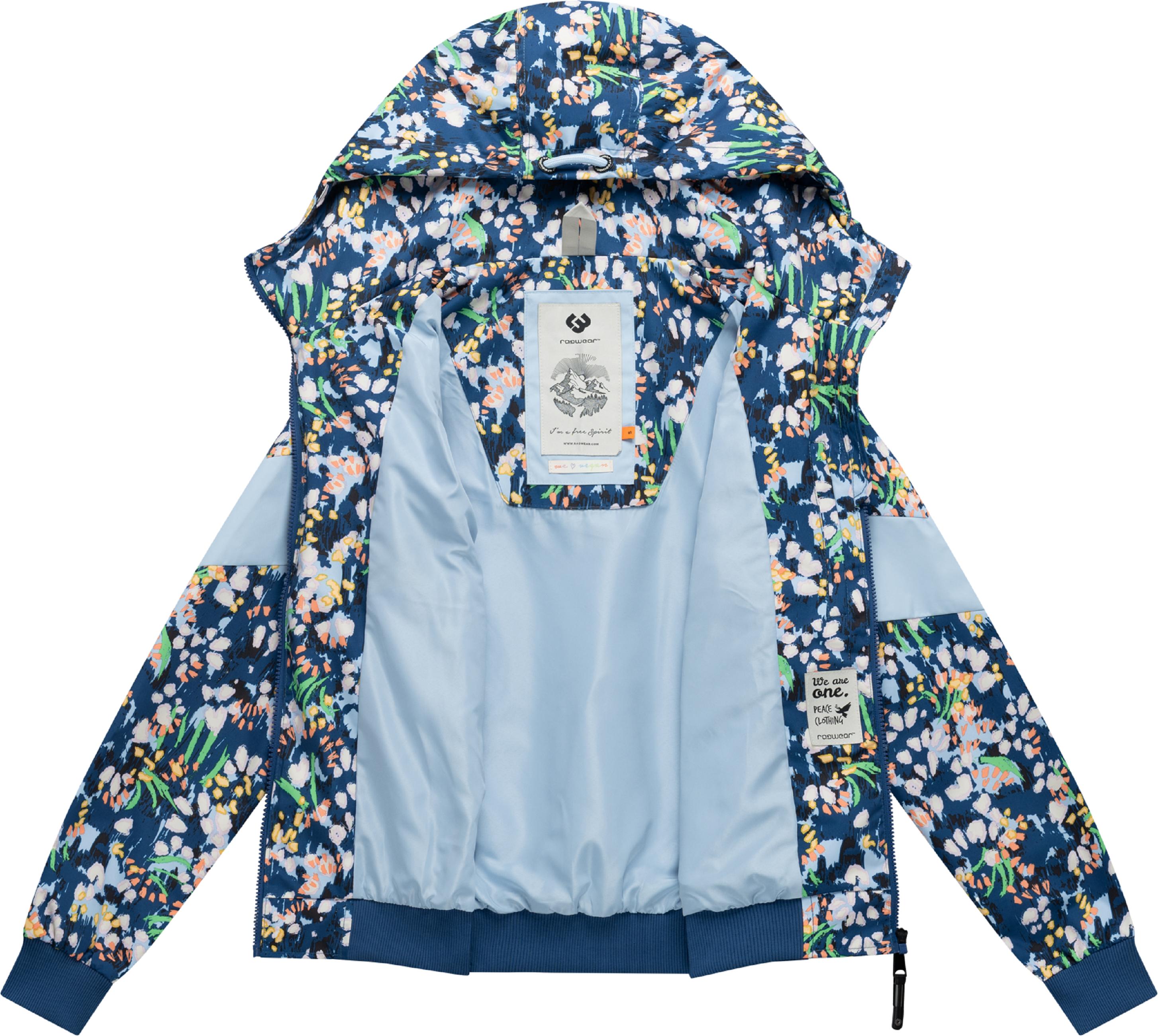 Leichte wasserdichte  Übergangsjacke mit Alloverprint "Nuggie Block Flower" Night Blue26