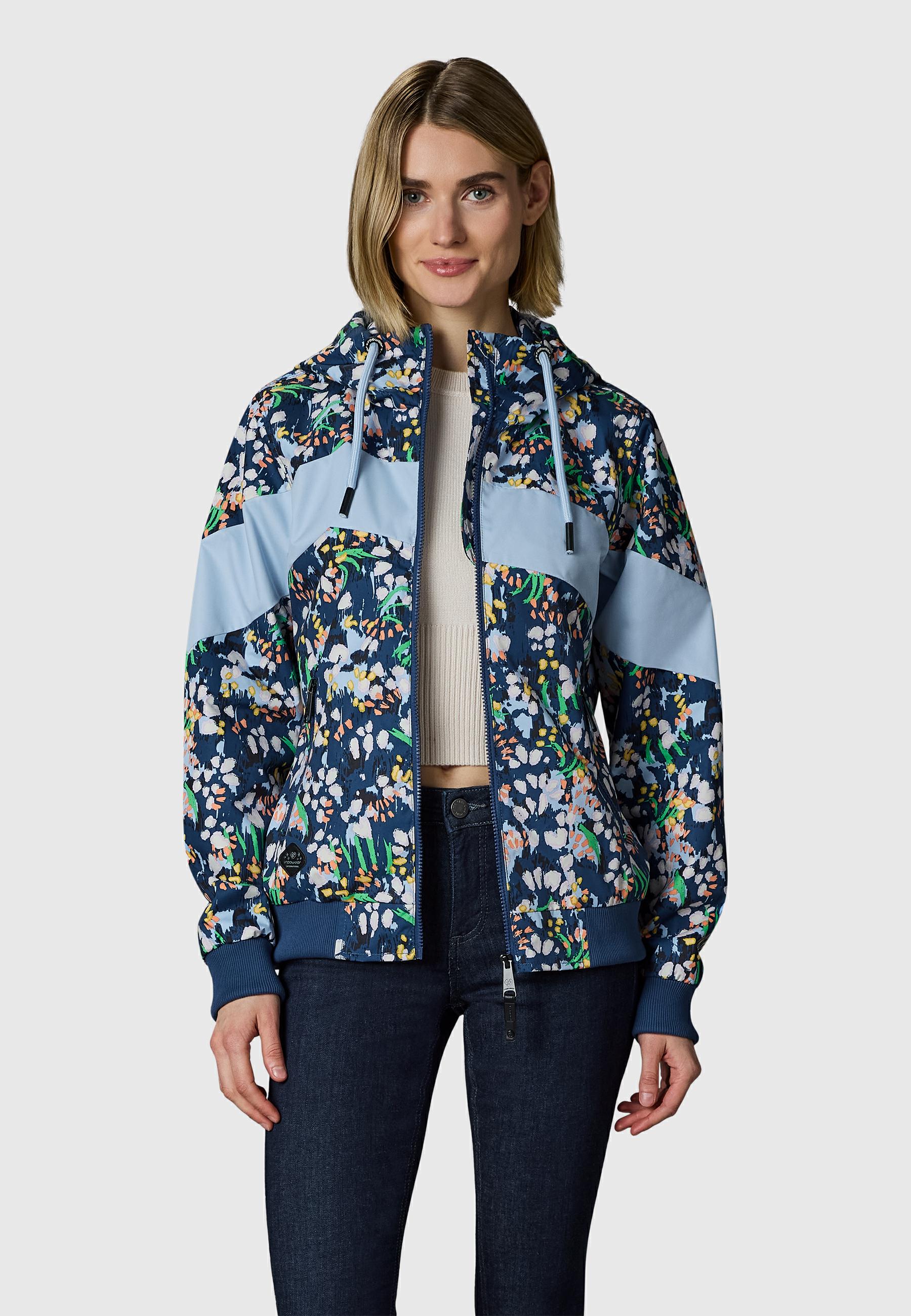Leichte wasserdichte  Übergangsjacke mit Alloverprint "Nuggie Block Flower" Night Blue26