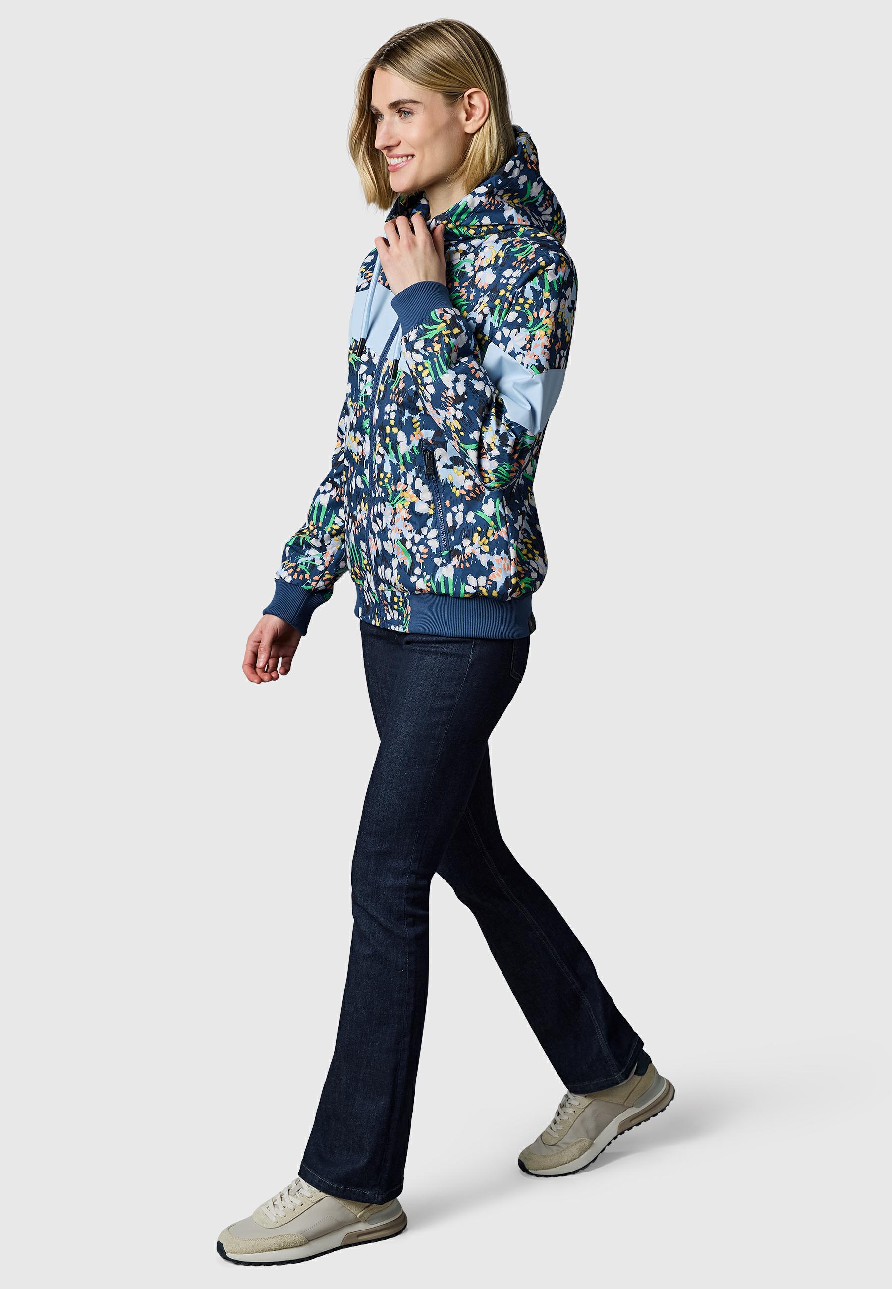 Leichte wasserdichte  Übergangsjacke mit Alloverprint "Nuggie Block Flower" Night Blue26