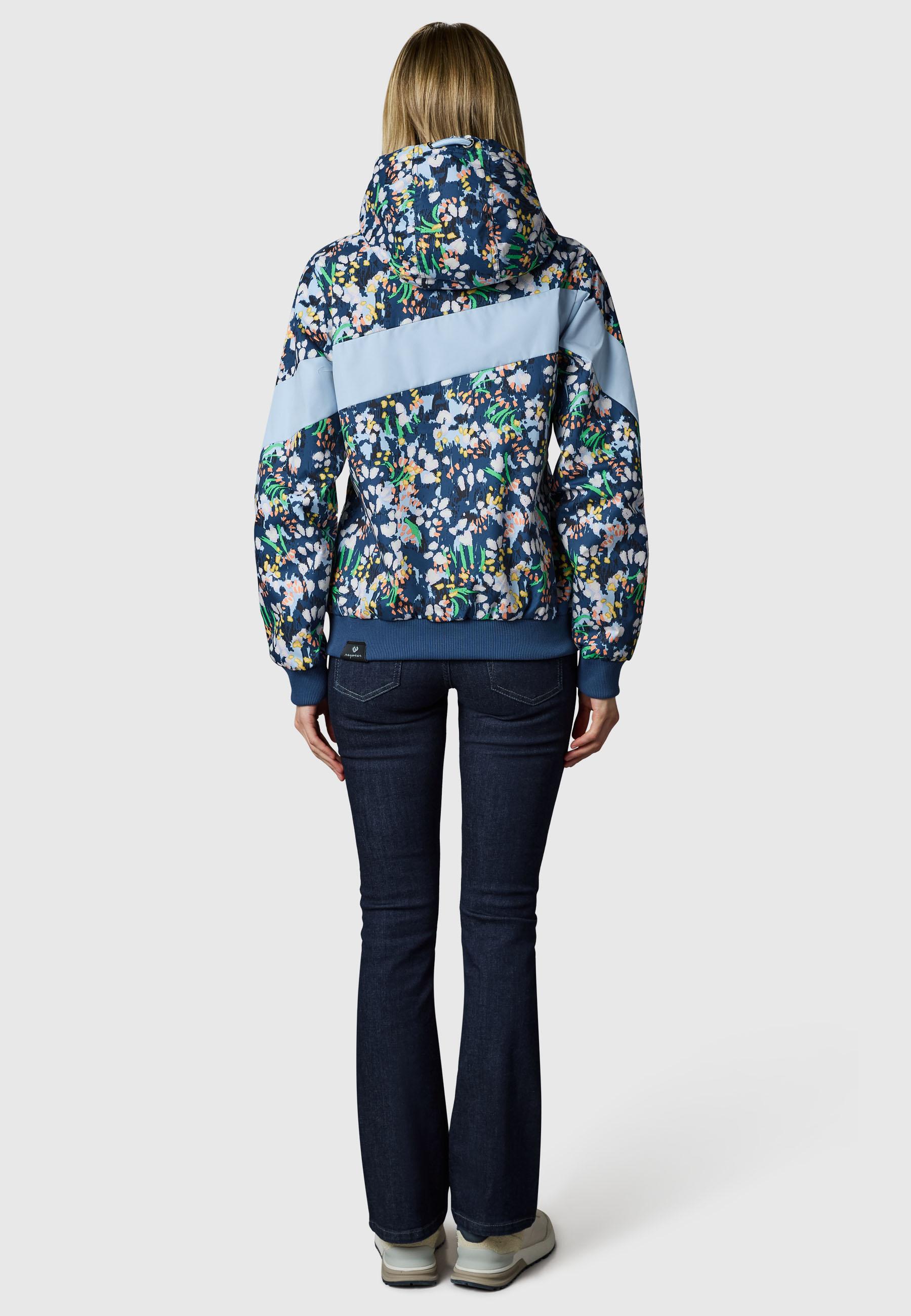 Leichte wasserdichte  Übergangsjacke mit Alloverprint "Nuggie Block Flower" Night Blue26