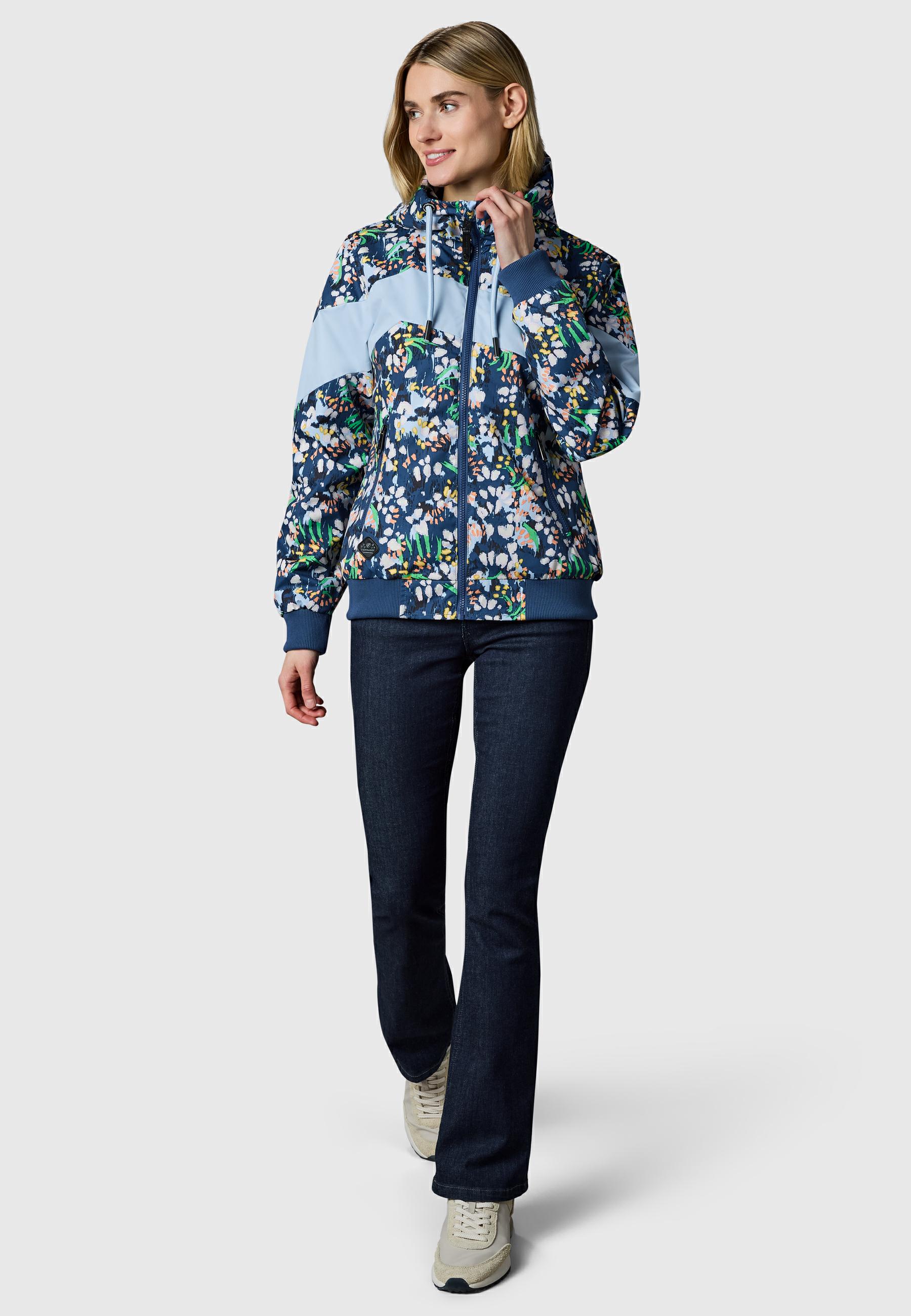 Leichte wasserdichte  Übergangsjacke mit Alloverprint "Nuggie Block Flower" Night Blue26
