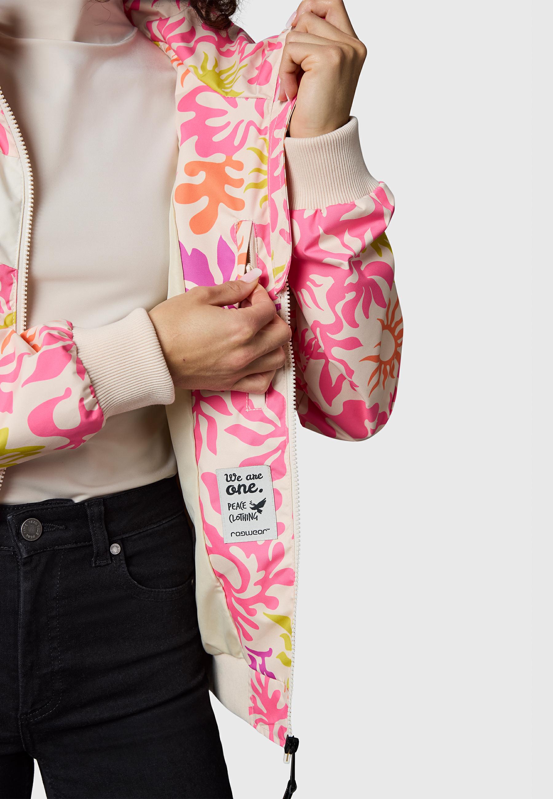 Leichte wasserdichte  Übergangsjacke mit Alloverprint "Nuggie Block Flower" Pink Combo26