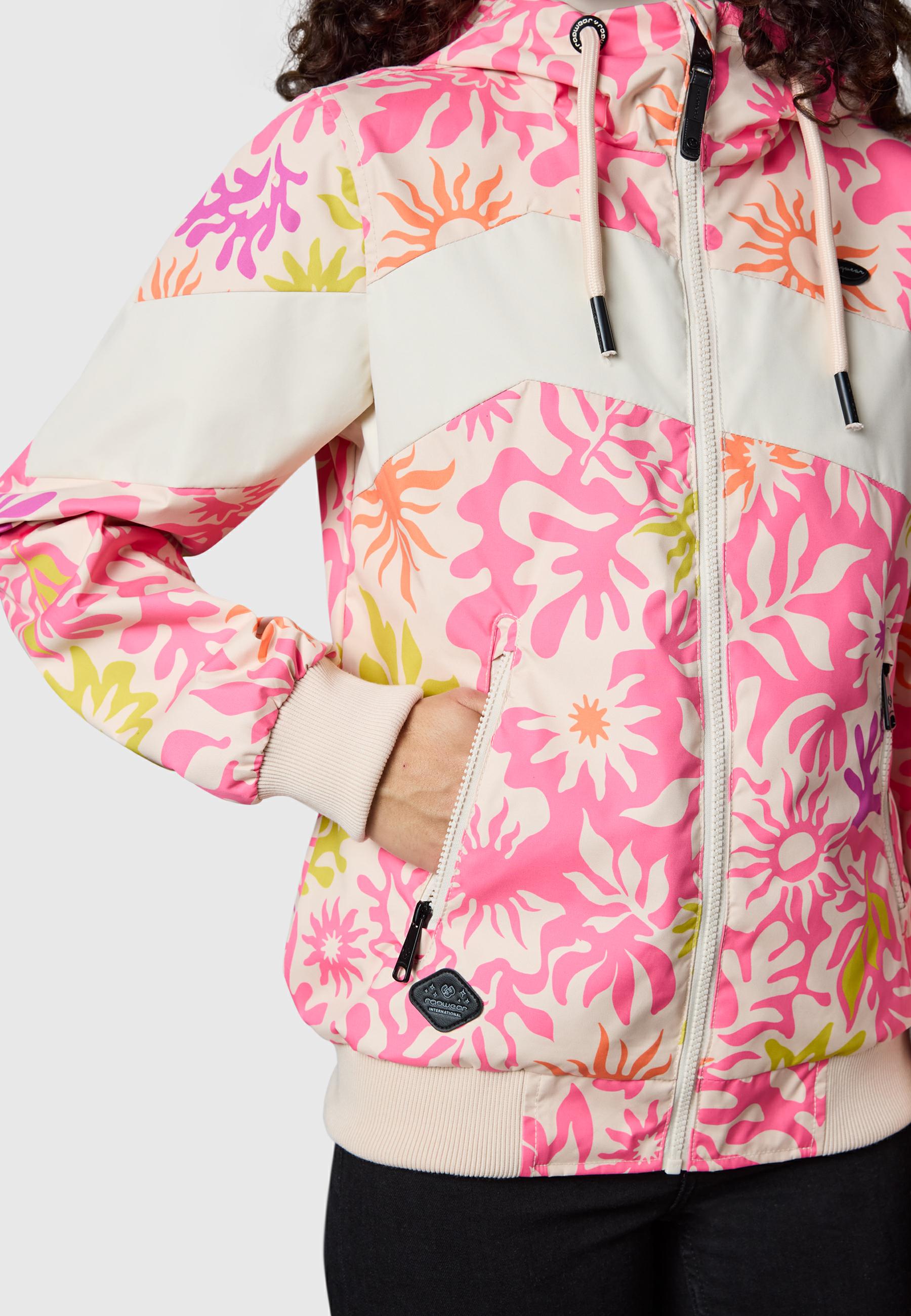 Leichte wasserdichte  Übergangsjacke mit Alloverprint "Nuggie Block Flower" Pink Combo26