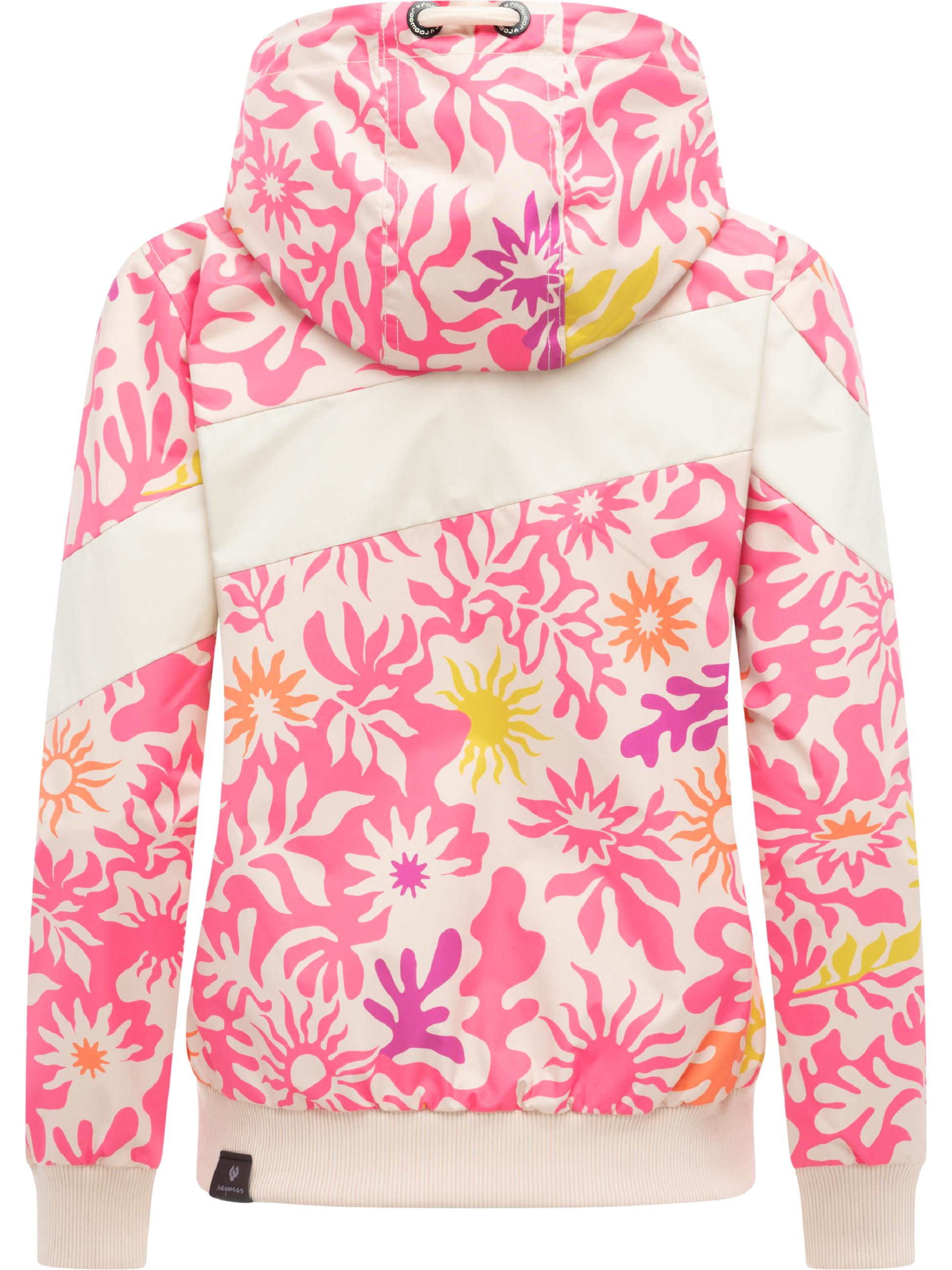 Leichte wasserdichte  Übergangsjacke mit Alloverprint "Nuggie Block Flower" Pink Combo26