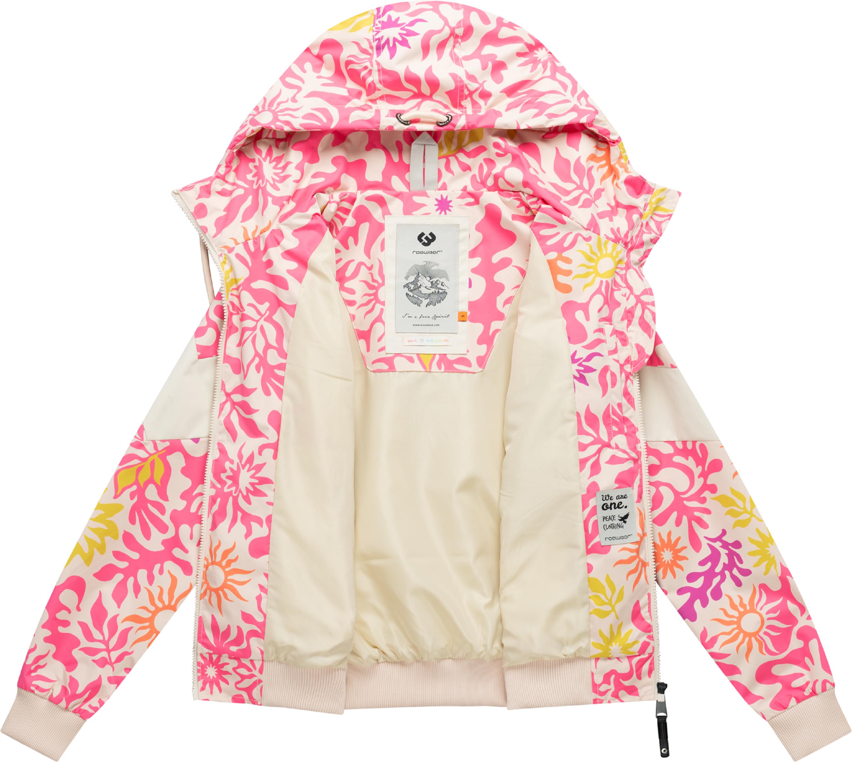 Leichte wasserdichte  Übergangsjacke mit Alloverprint "Nuggie Block Flower" Pink Combo26