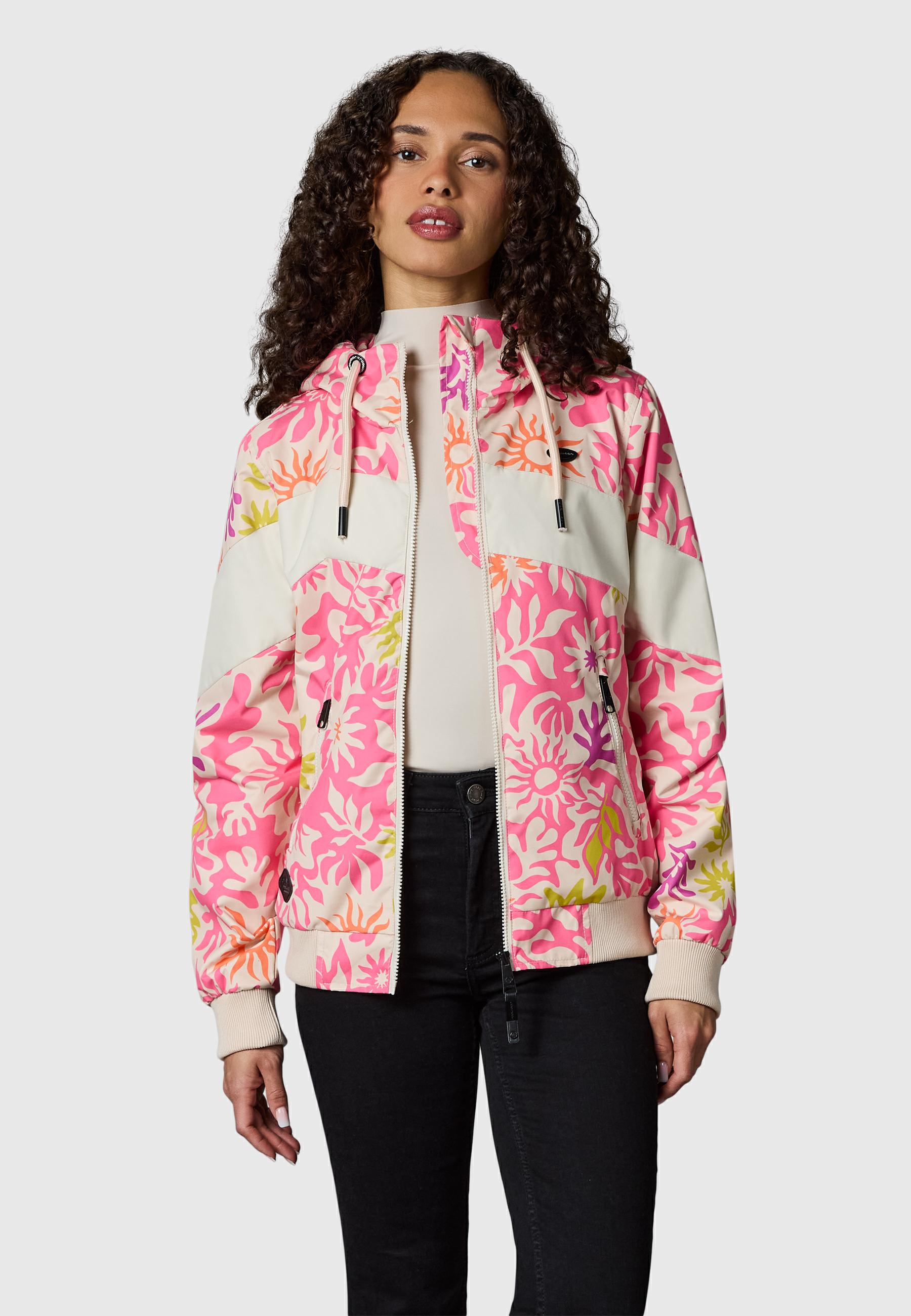 Leichte wasserdichte  Übergangsjacke mit Alloverprint "Nuggie Block Flower" Pink Combo26