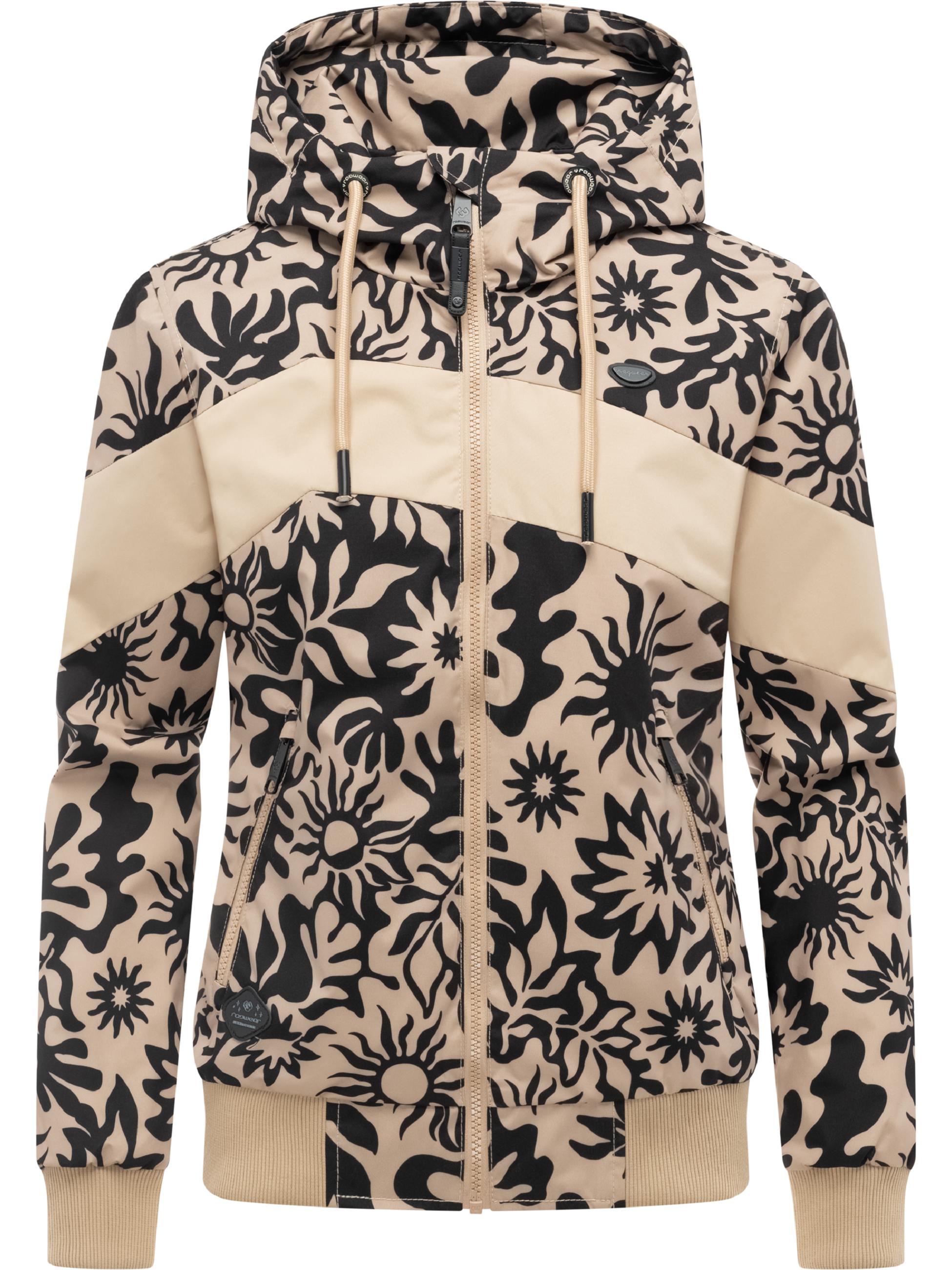 Leichte wasserdichte  Übergangsjacke mit Alloverprint "Nuggie Block Flower" Sand26