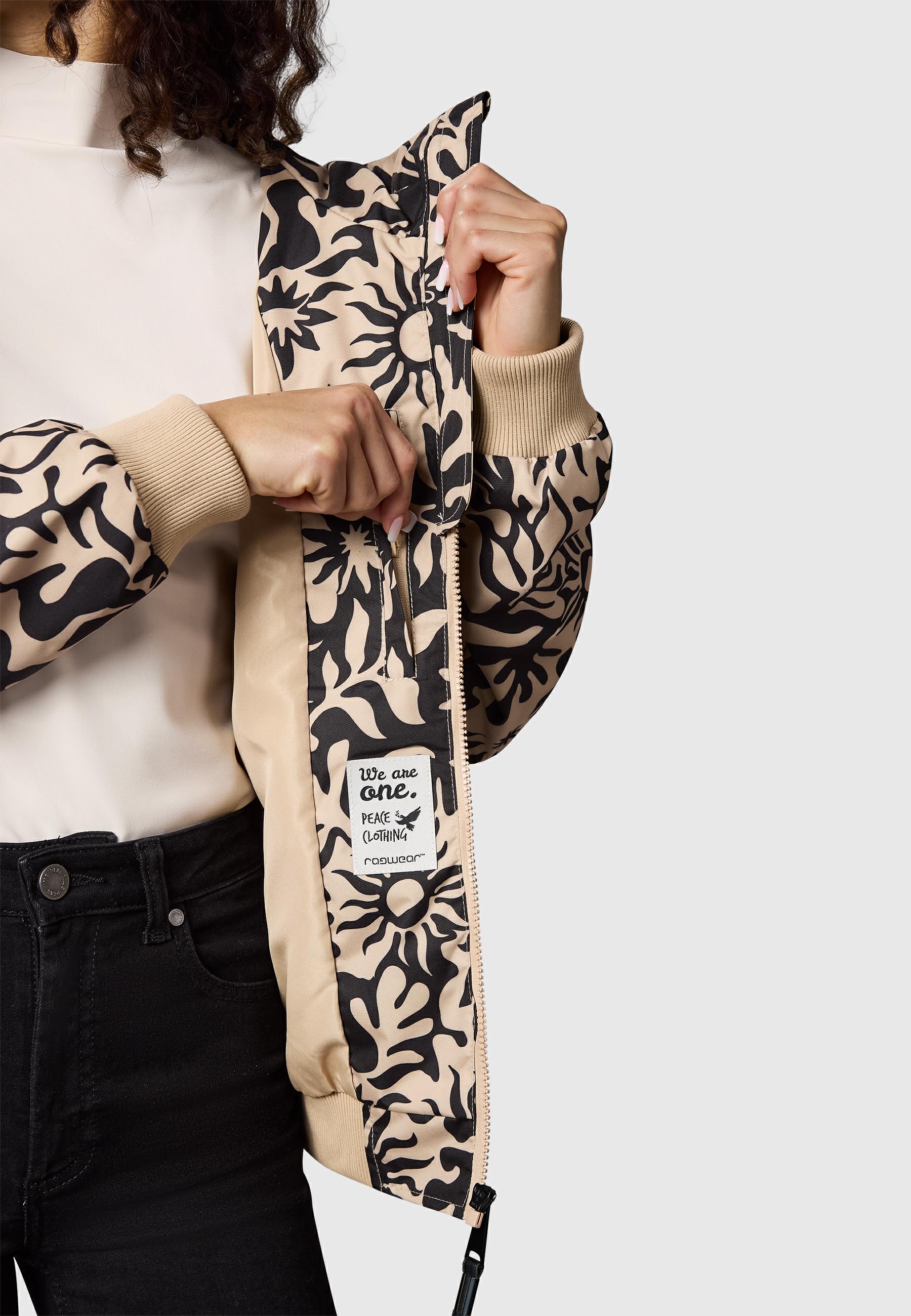 Leichte wasserdichte  Übergangsjacke mit Alloverprint "Nuggie Block Flower" Sand26