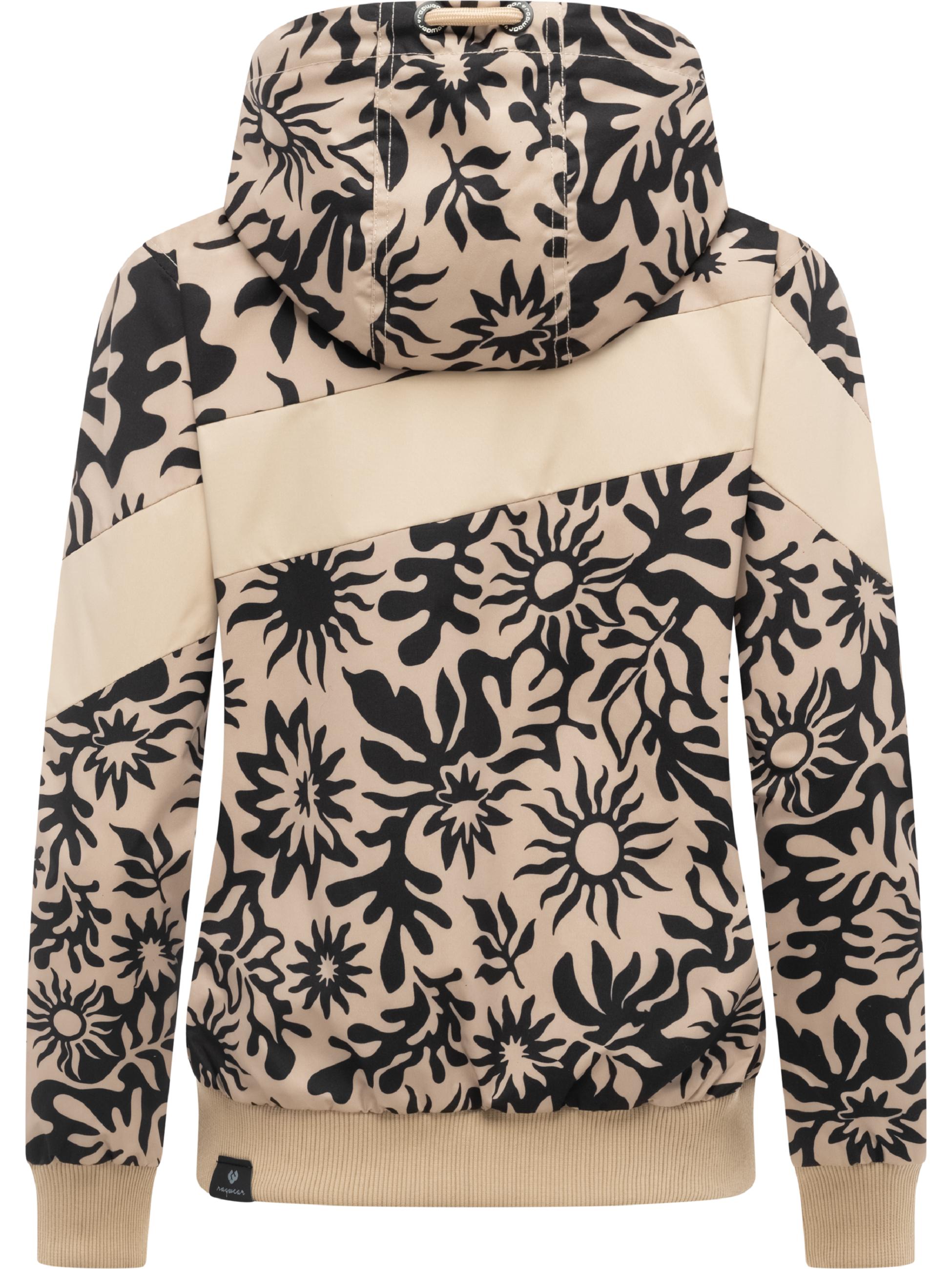 Leichte wasserdichte  Übergangsjacke mit Alloverprint "Nuggie Block Flower" Sand26