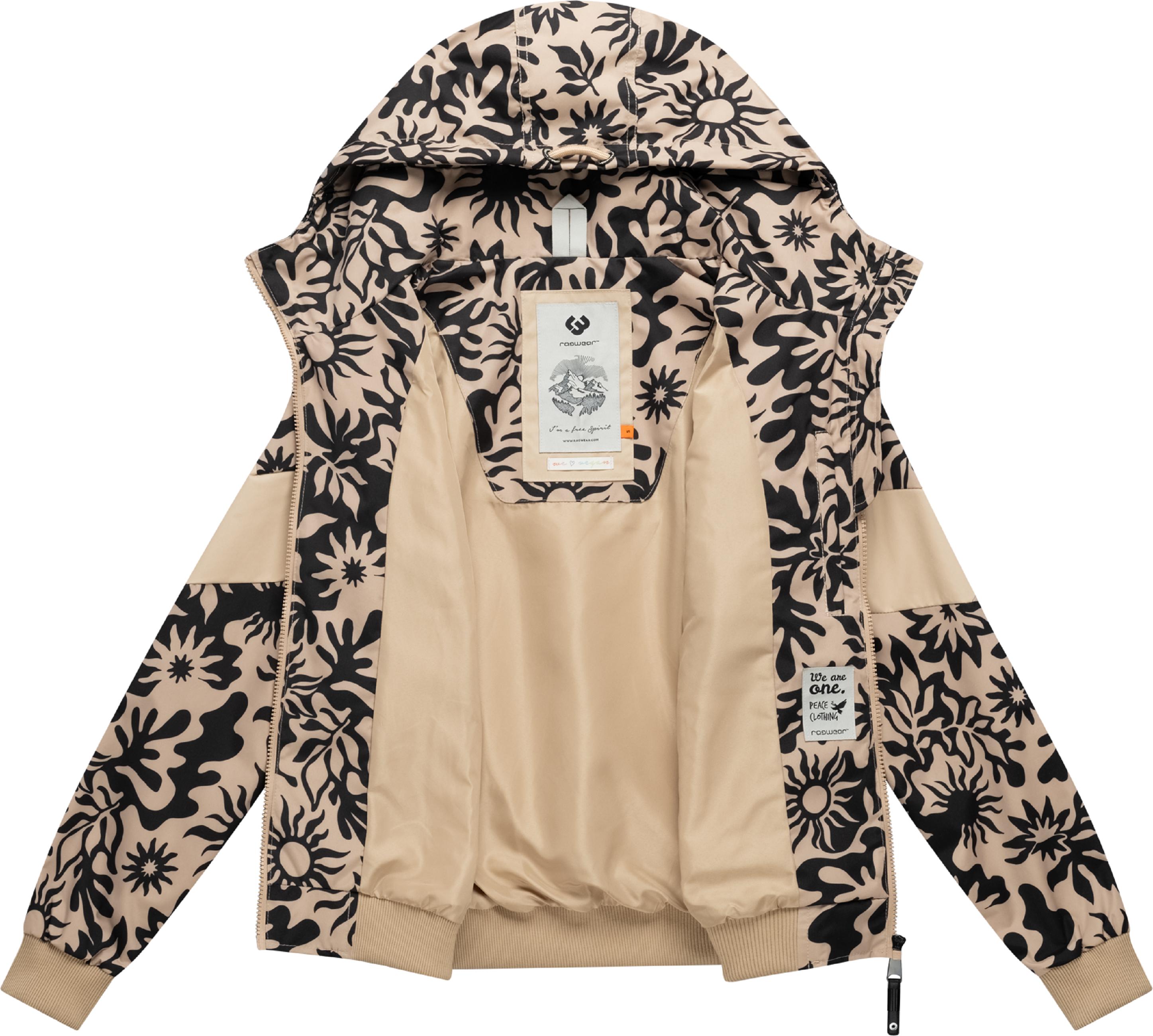 Leichte wasserdichte  Übergangsjacke mit Alloverprint "Nuggie Block Flower" Sand26