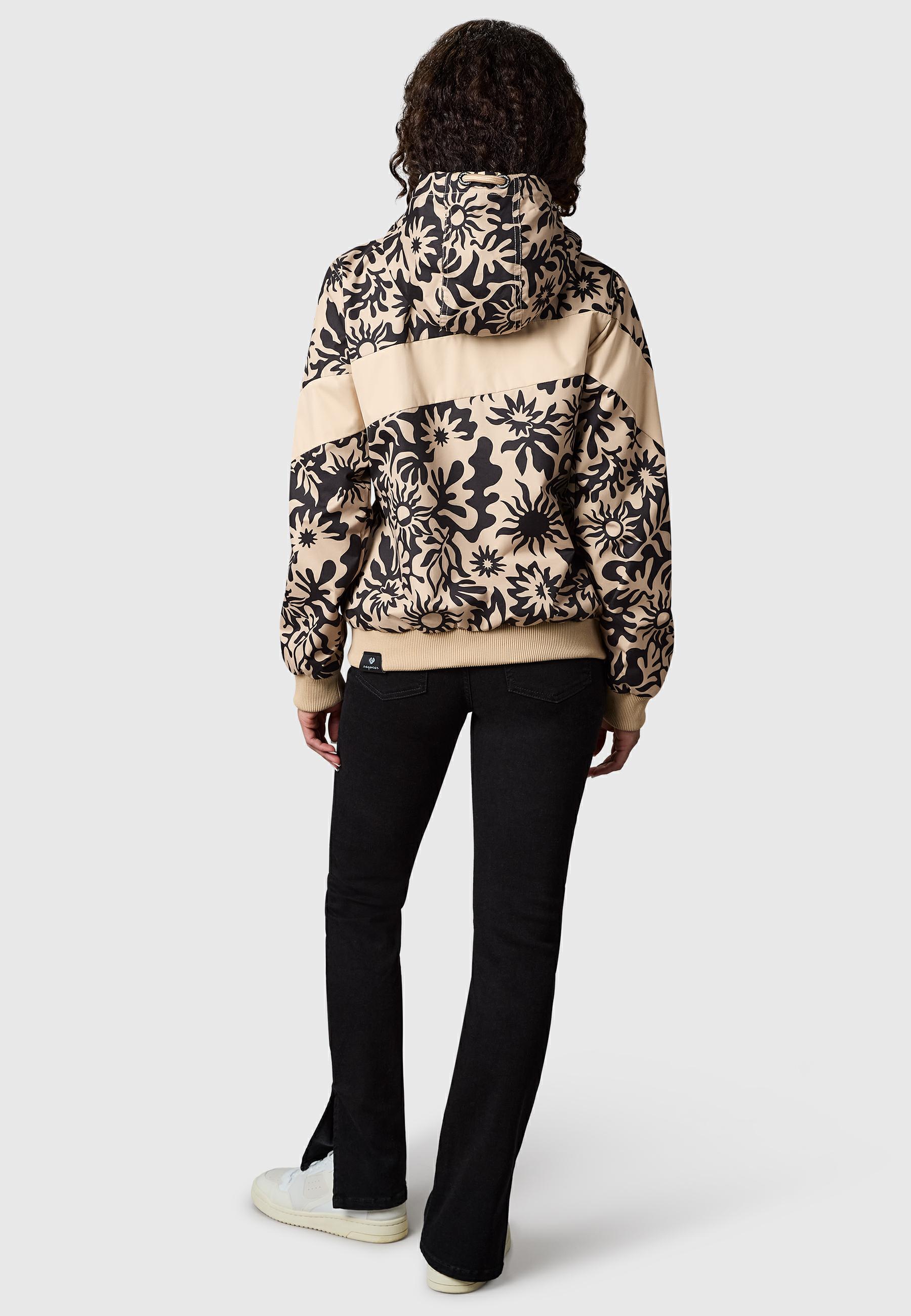 Leichte wasserdichte  Übergangsjacke mit Alloverprint "Nuggie Block Flower" Sand26