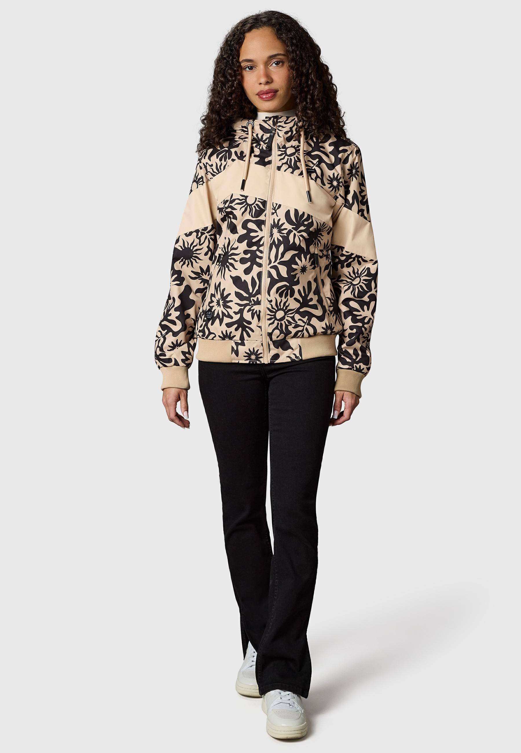 Leichte wasserdichte  Übergangsjacke mit Alloverprint "Nuggie Block Flower" Sand26