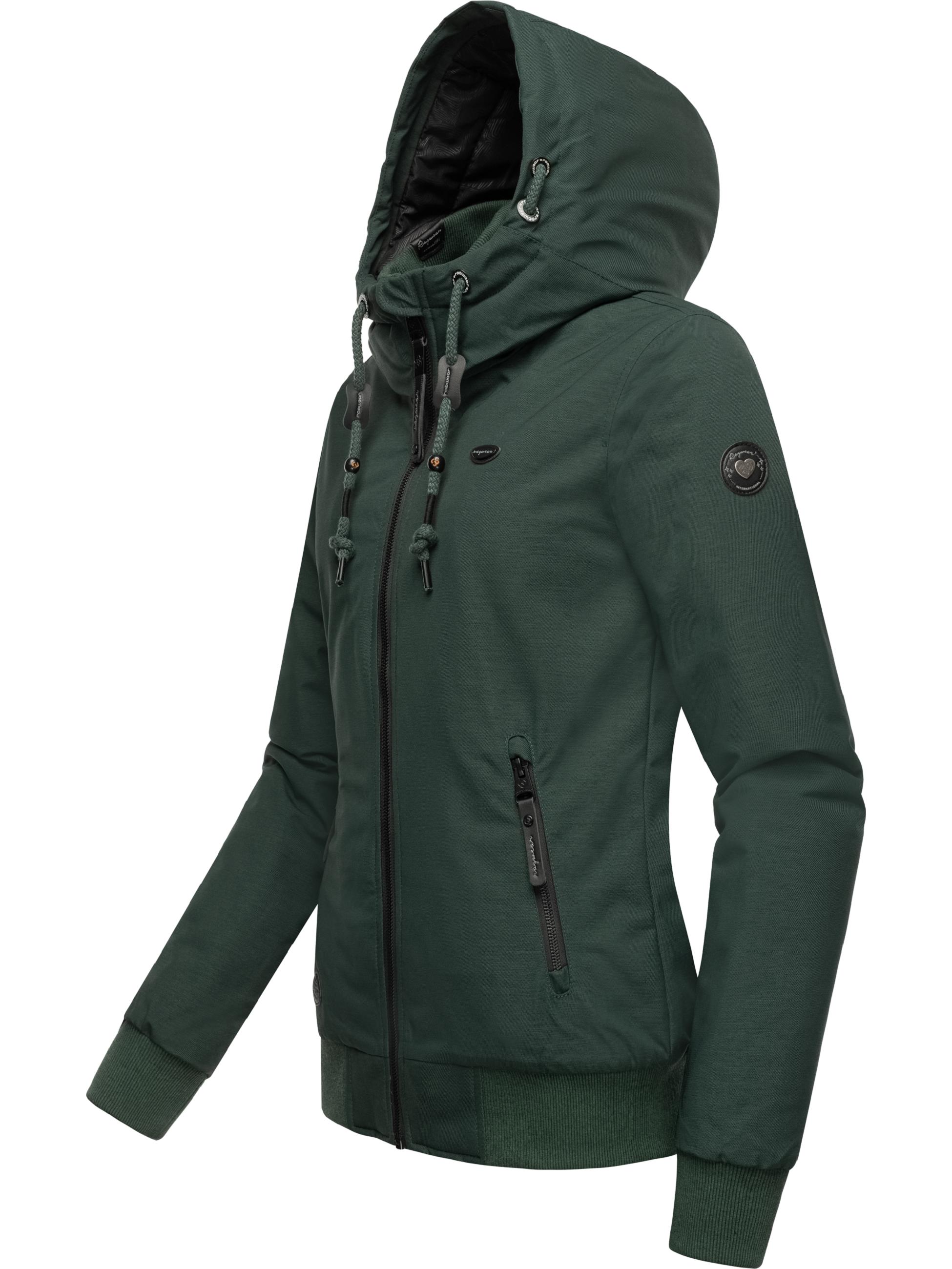 Winterjacke mit Kapuze "Nuggie Melange" Dark Green