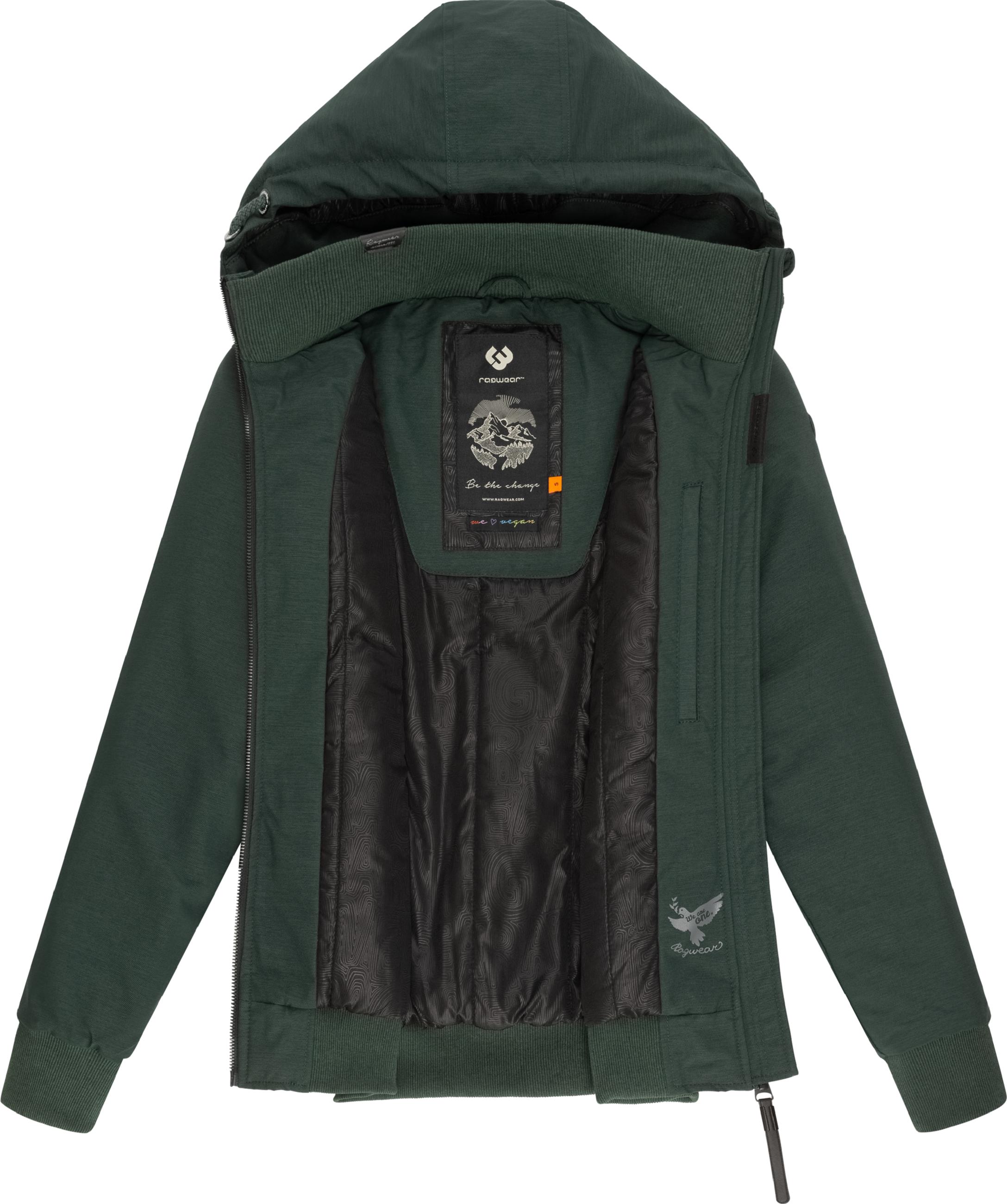 Winterjacke mit Kapuze "Nuggie Melange" Dark Green