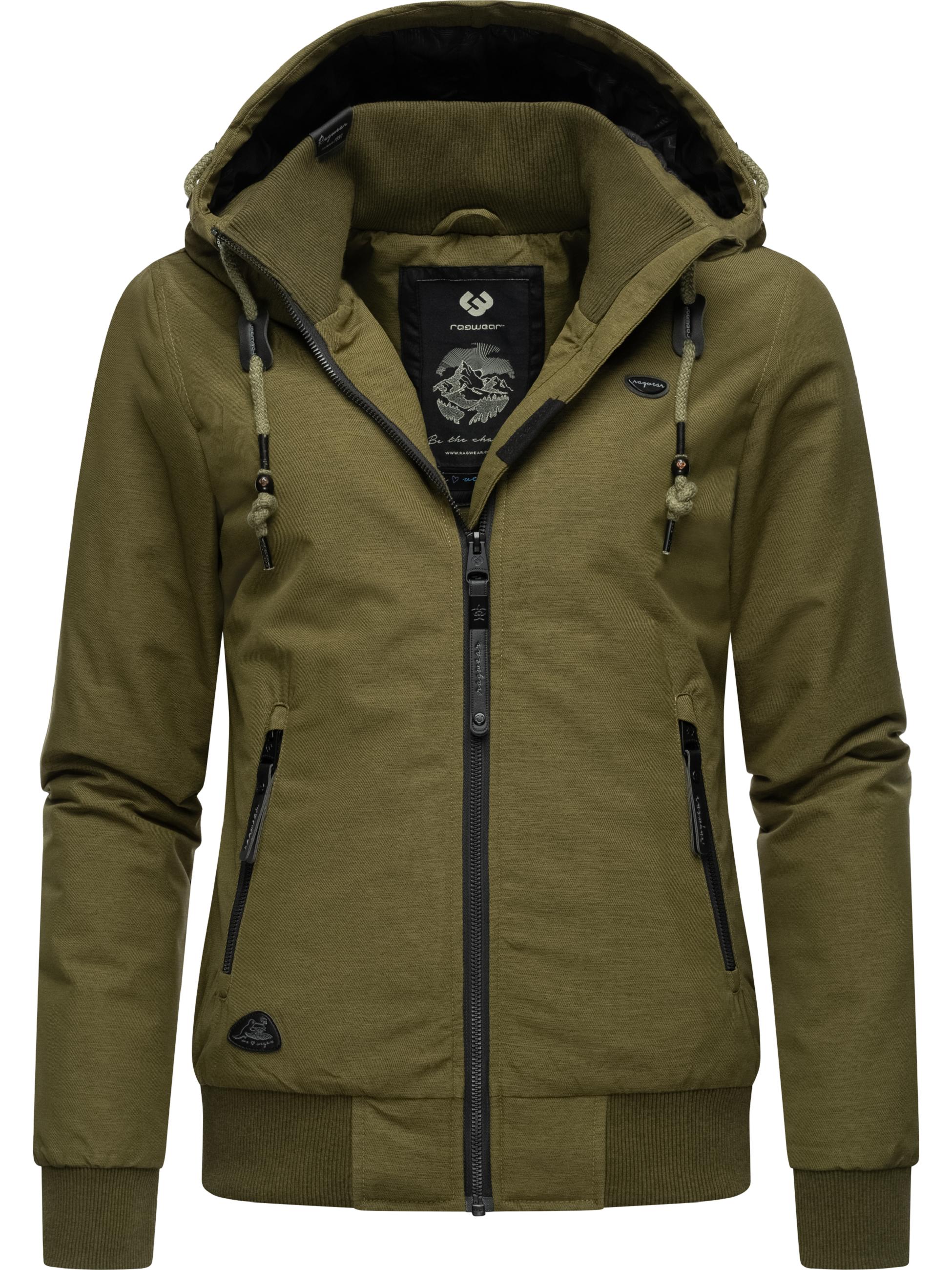 wasserdichte Winterjacke mit Kapuze "Nuggie Melange" Light Olive