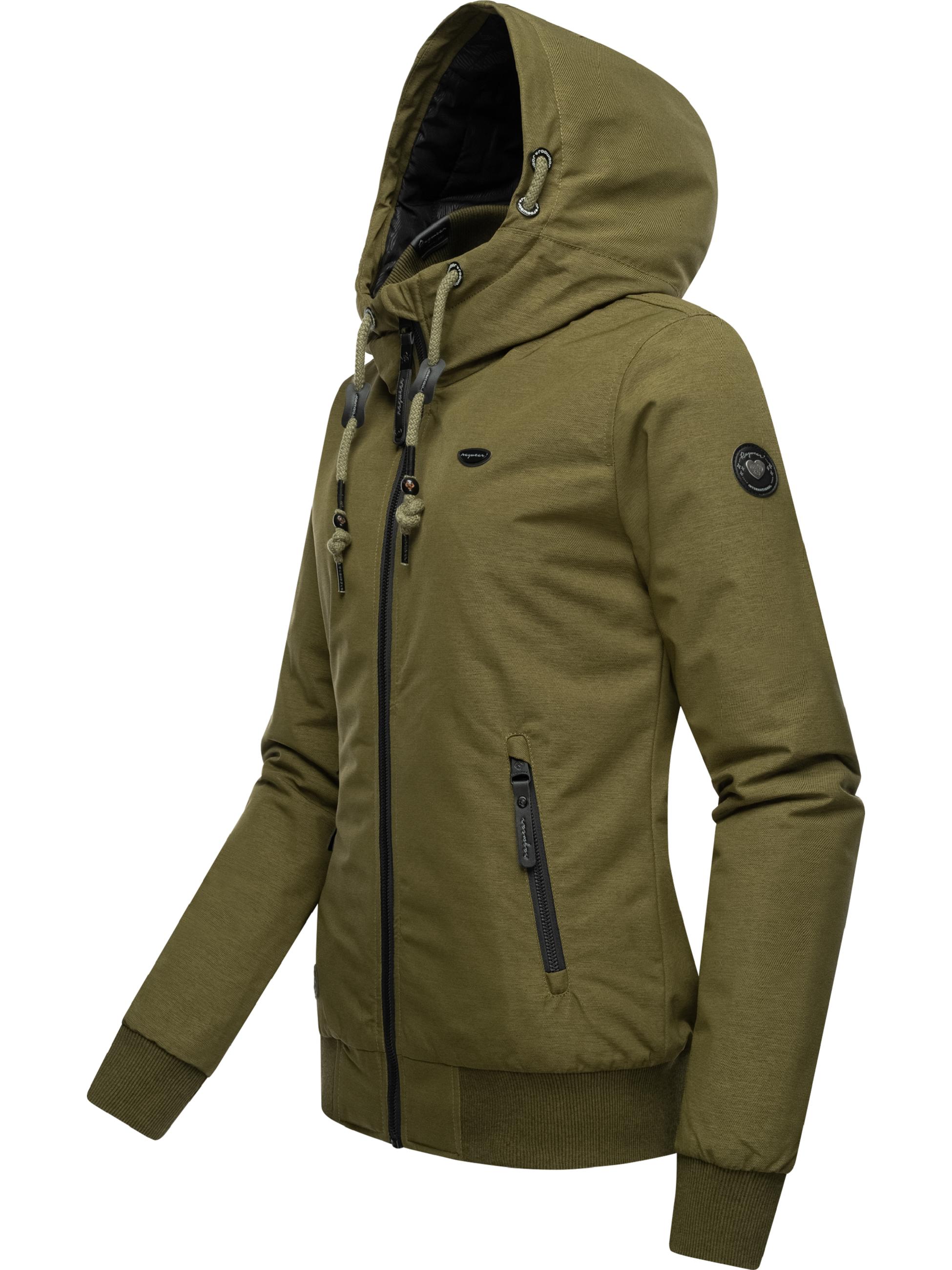 wasserdichte Winterjacke mit Kapuze "Nuggie Melange" Light Olive