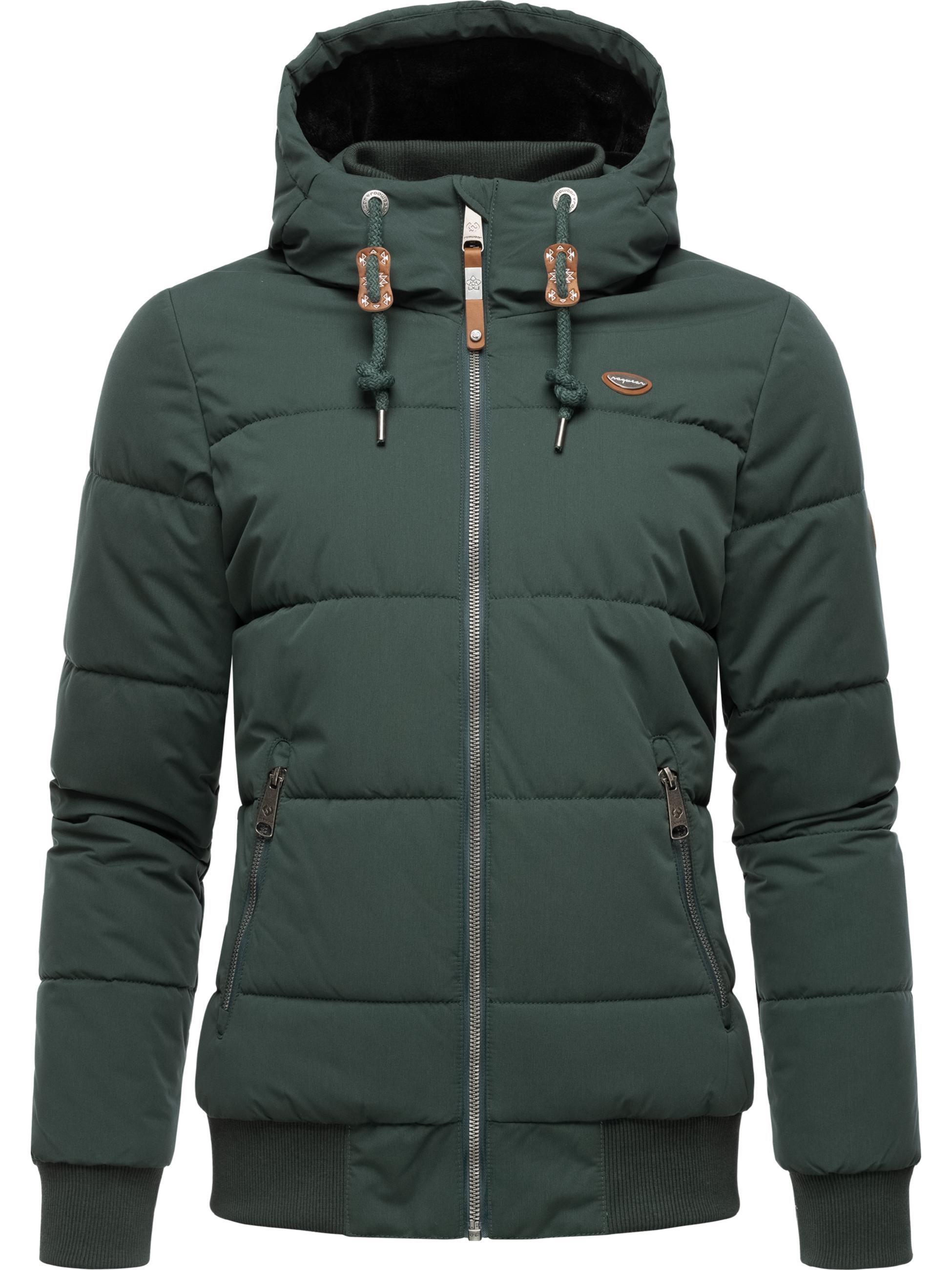 Steppjacke wasserdicht mit Kapuze "Nuggys Solid" Dark Green