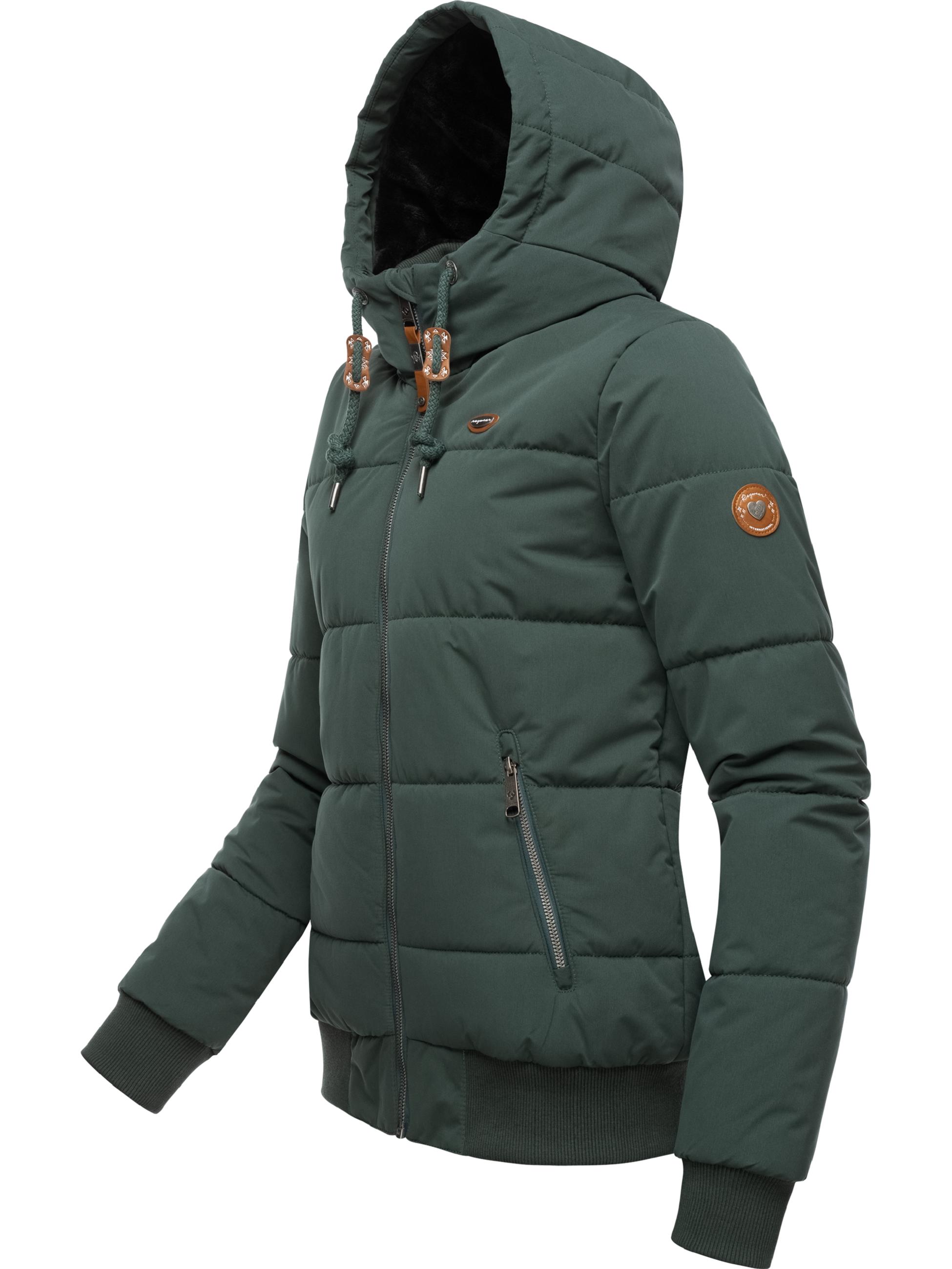 Steppjacke wasserdicht mit Kapuze "Nuggys Solid" Dark Green