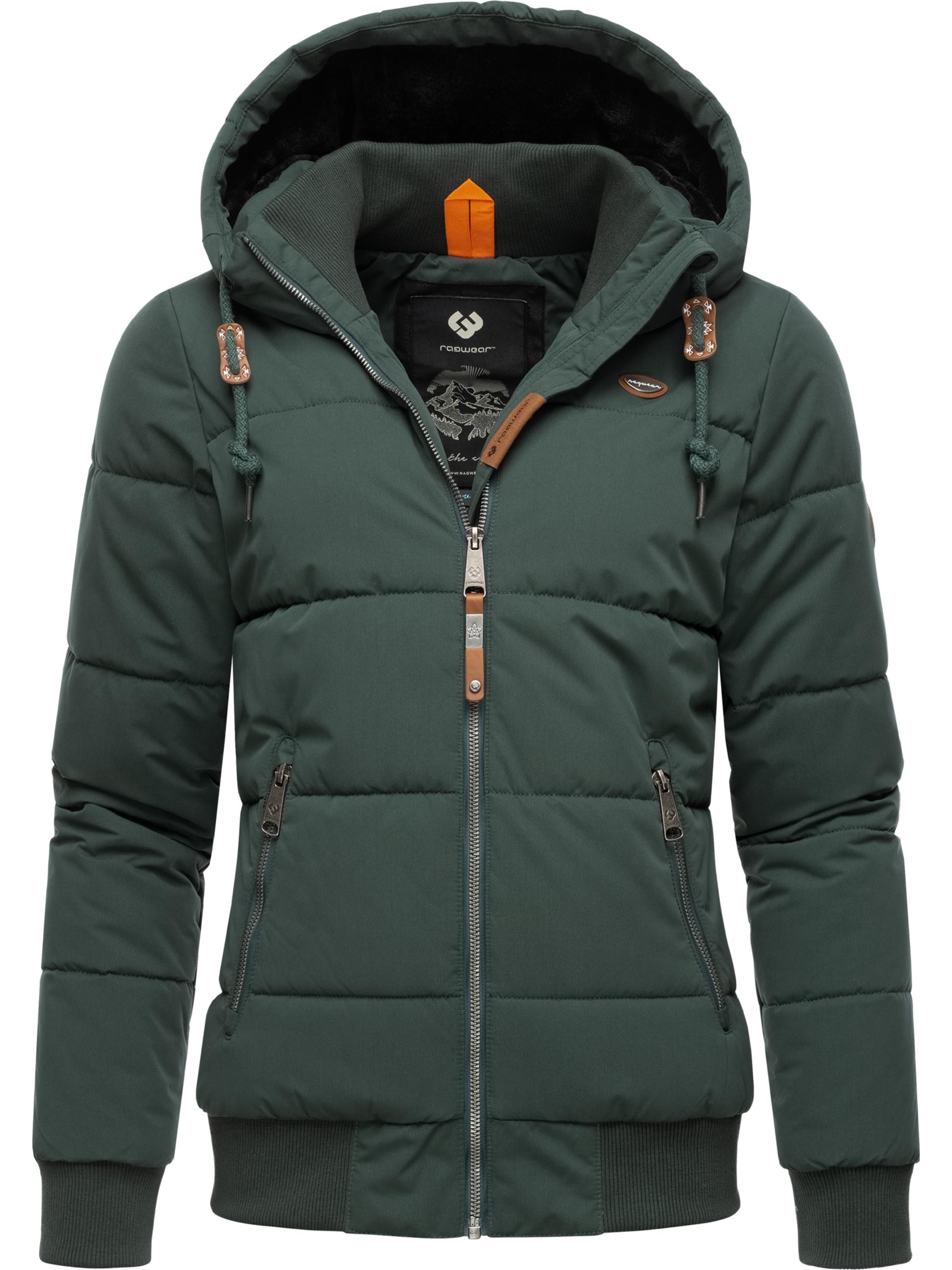 Steppjacke wasserdicht mit Kapuze "Nuggys Solid" Dark Green