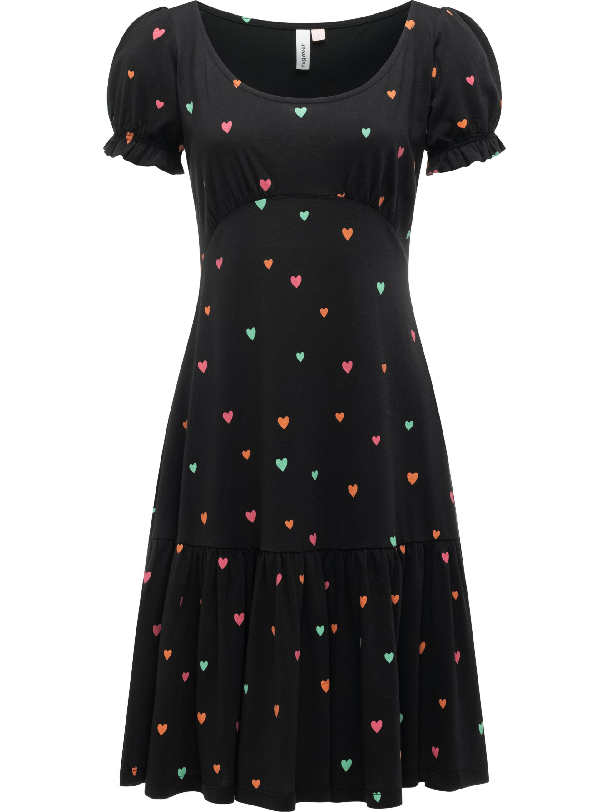 Kurzärmliges verspieltes Sommerkleid "Orise Print" Black