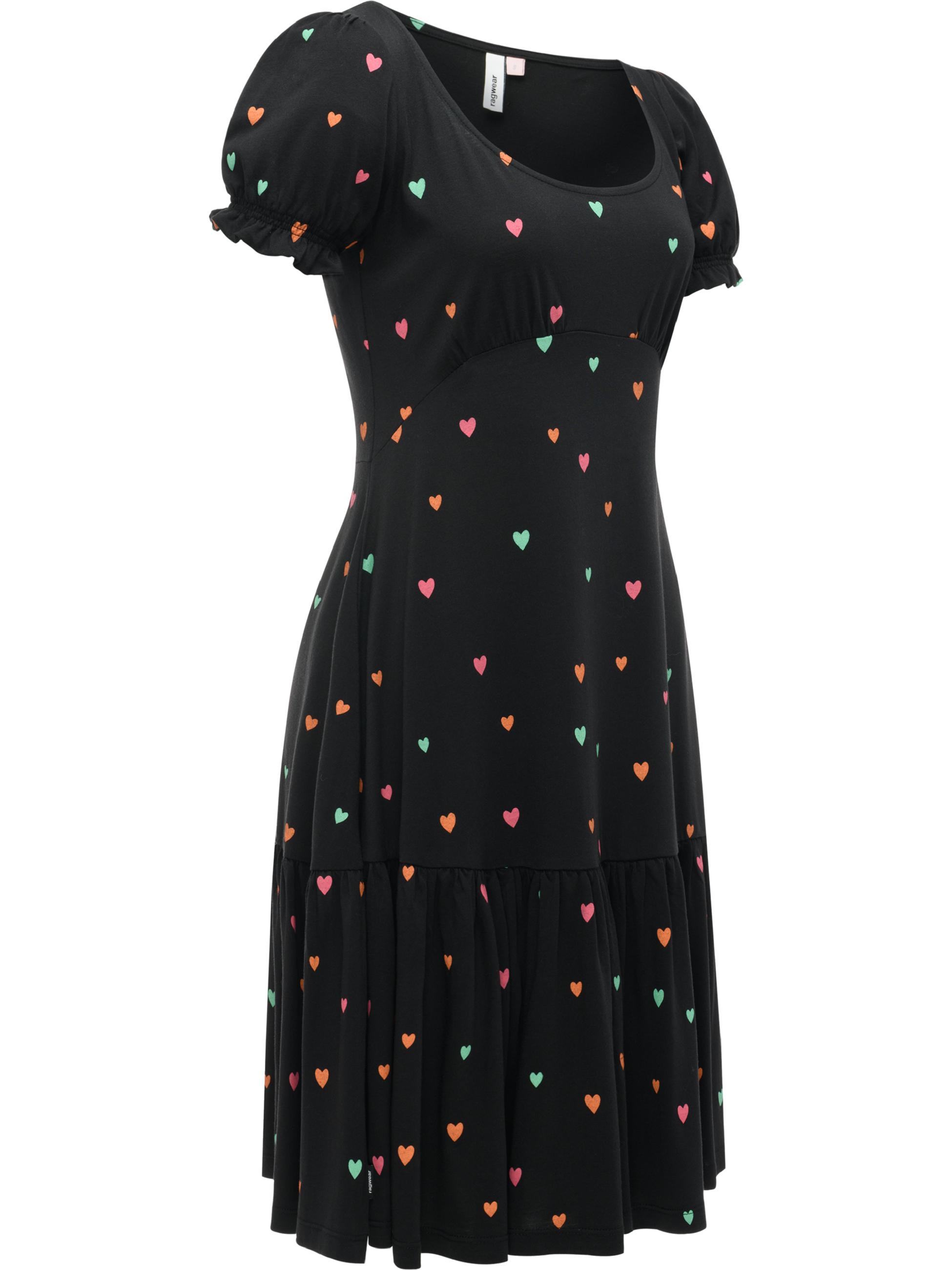 Kurzärmliges verspieltes Sommerkleid "Orise Print" Black