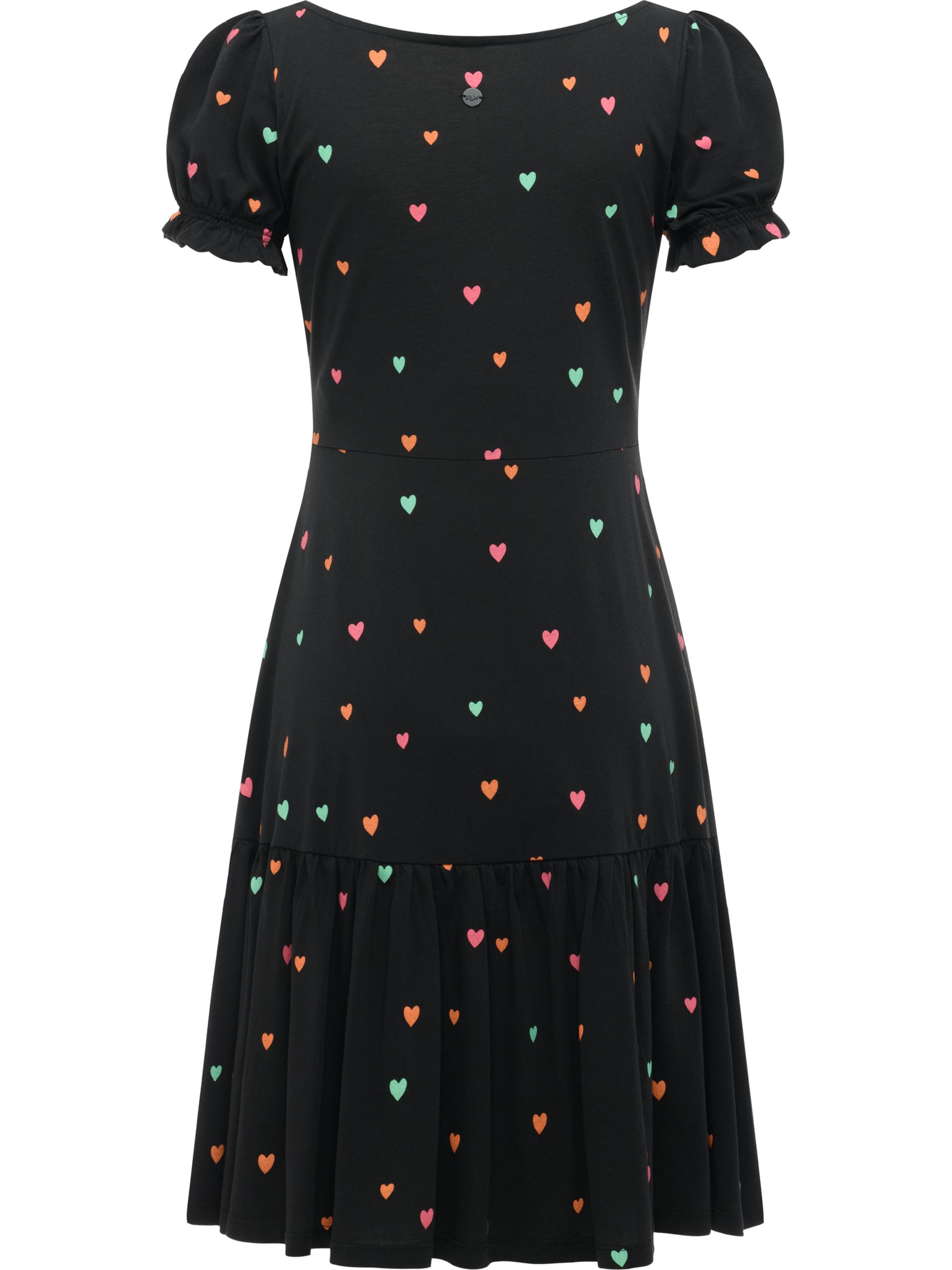 Kurzärmliges verspieltes Sommerkleid "Orise Print" Black