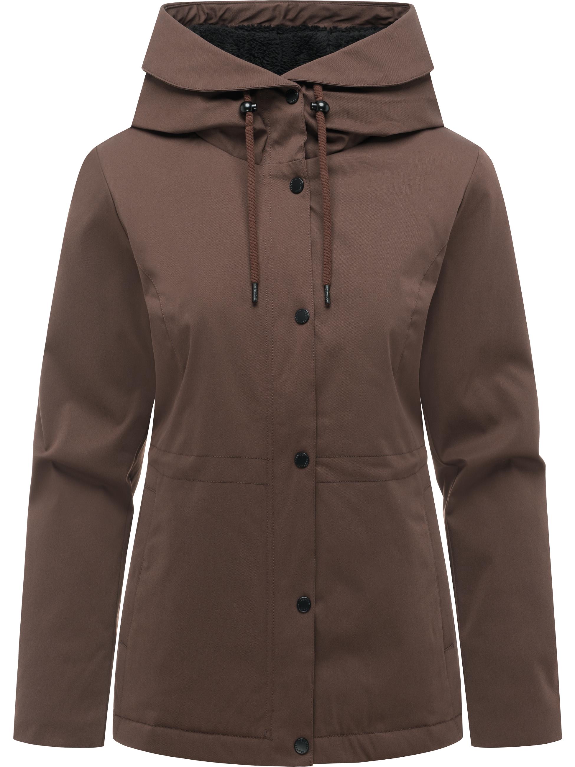 Wasserdichte Übergangsacke mit Teddy-Kunstfell "Padmini B Y" Dark Choco