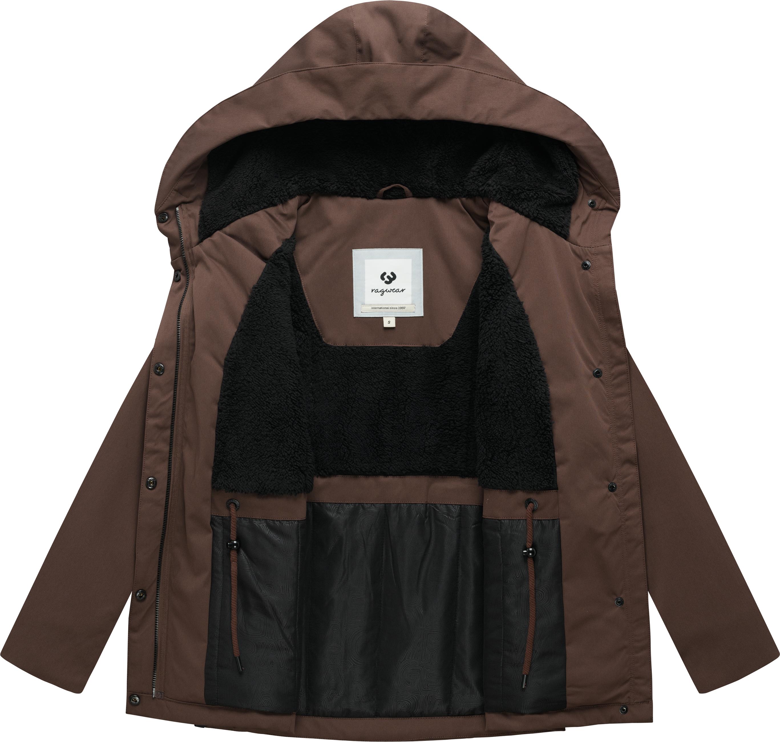 Wasserdichte Übergangsacke mit Teddy-Kunstfell "Padmini B Y" Dark Choco