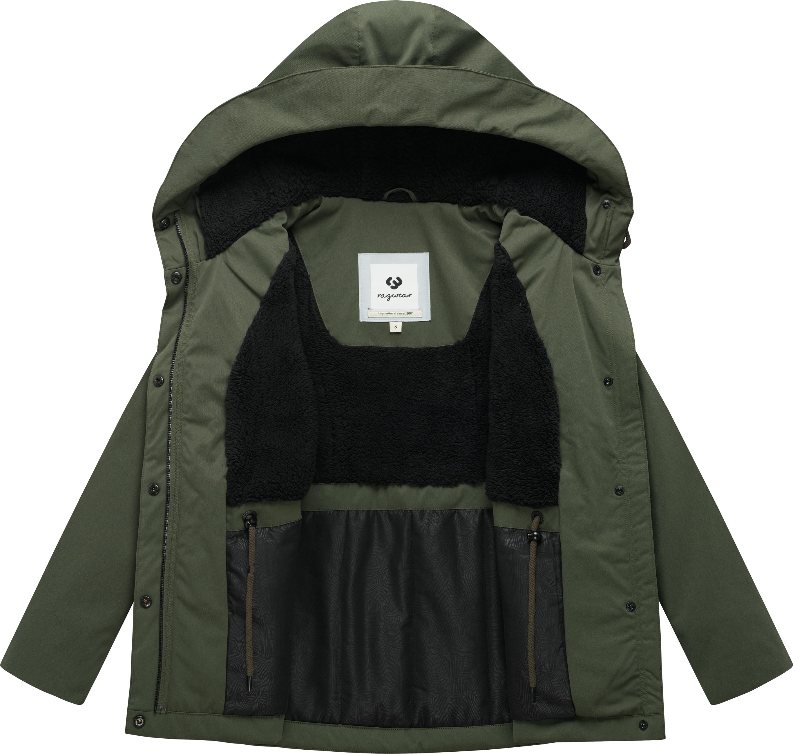 Wasserdichte Übergangsacke mit Teddy-Kunstfell "Padmini B Y" Dark Olive