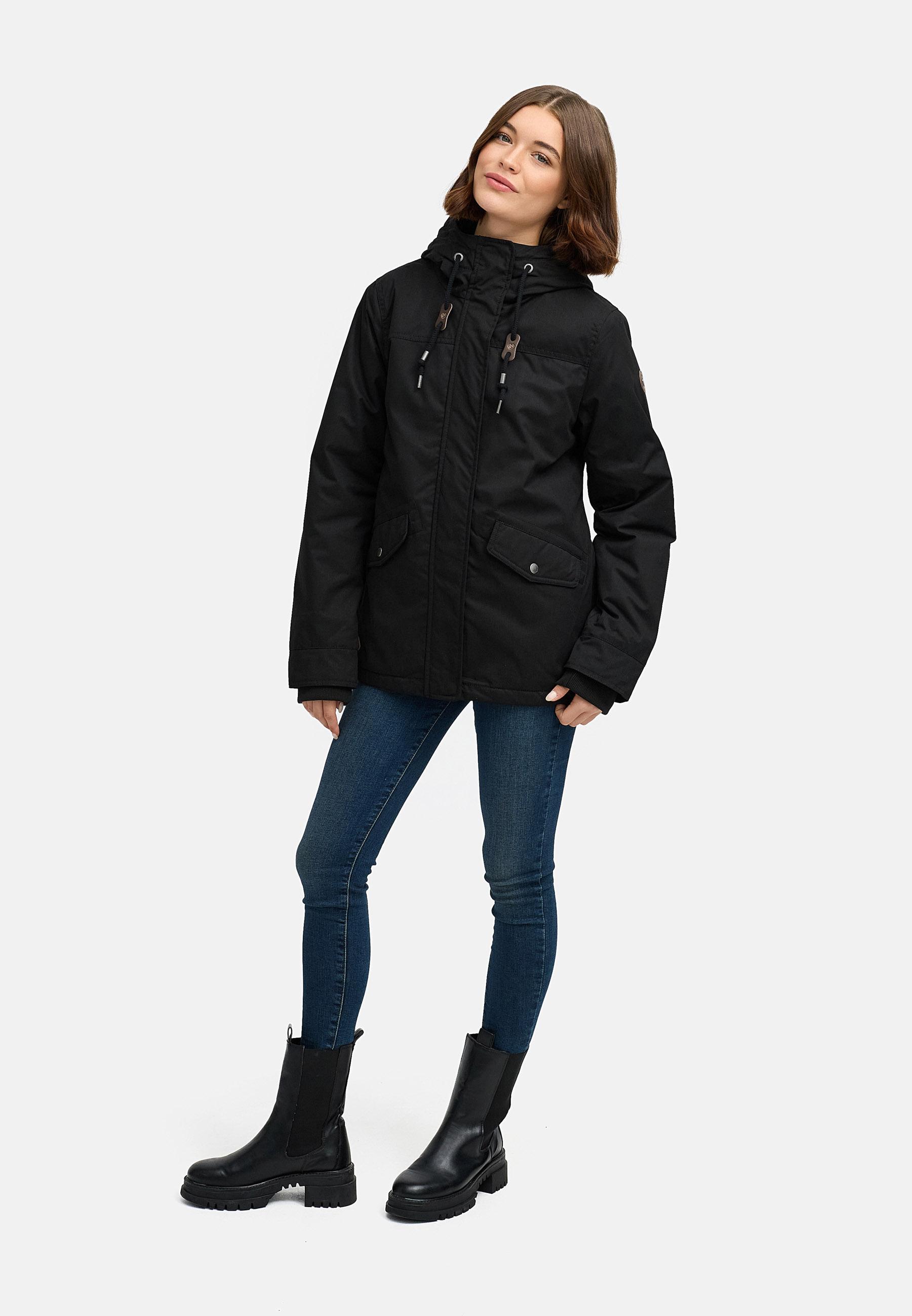 Winter Parka mit hohem Kragen und Kapuze "Parkker Warm" Black