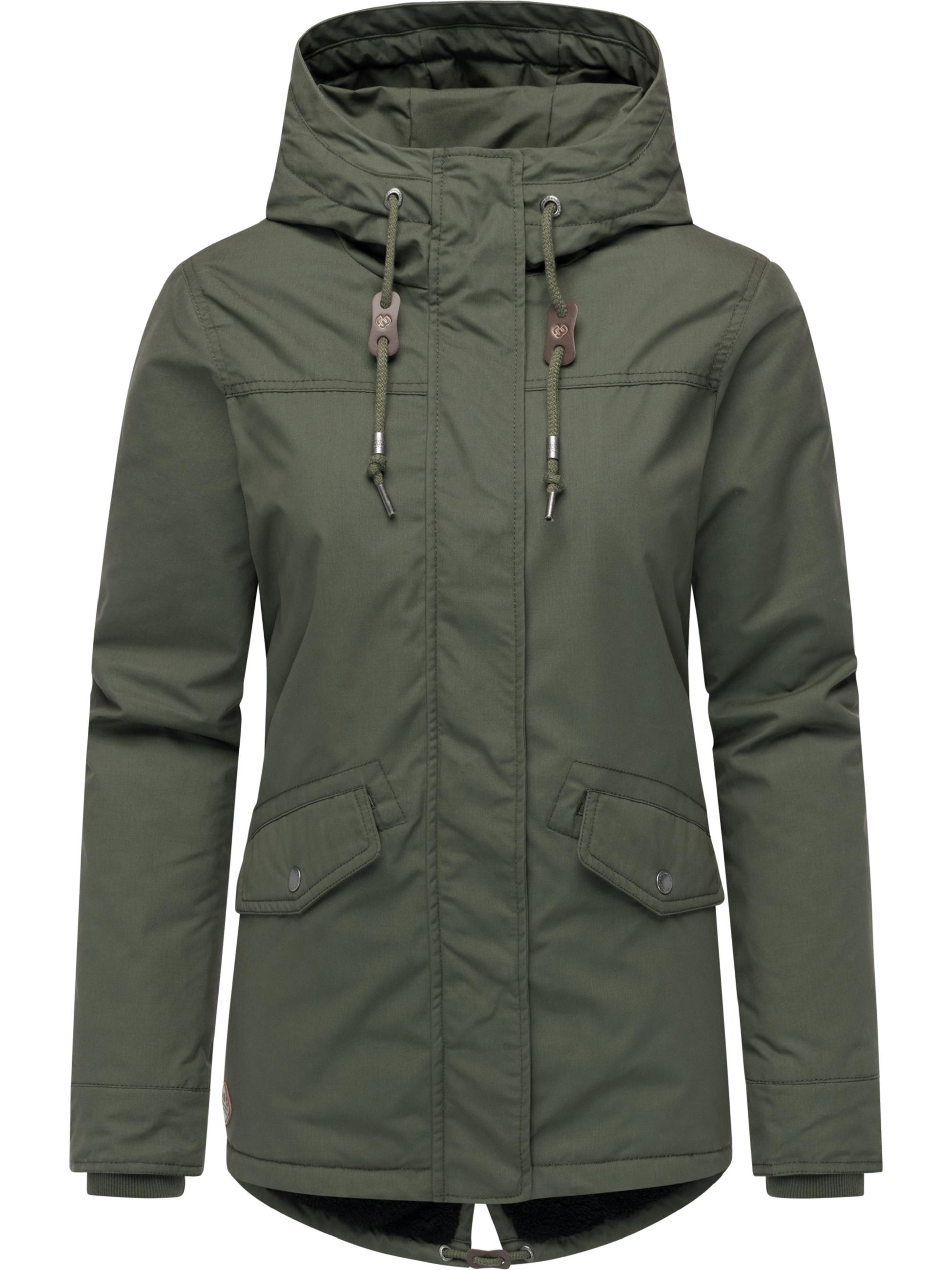 Winter Parka mit hohem Kragen und Kapuze "Parkker Warm" Dark Olive