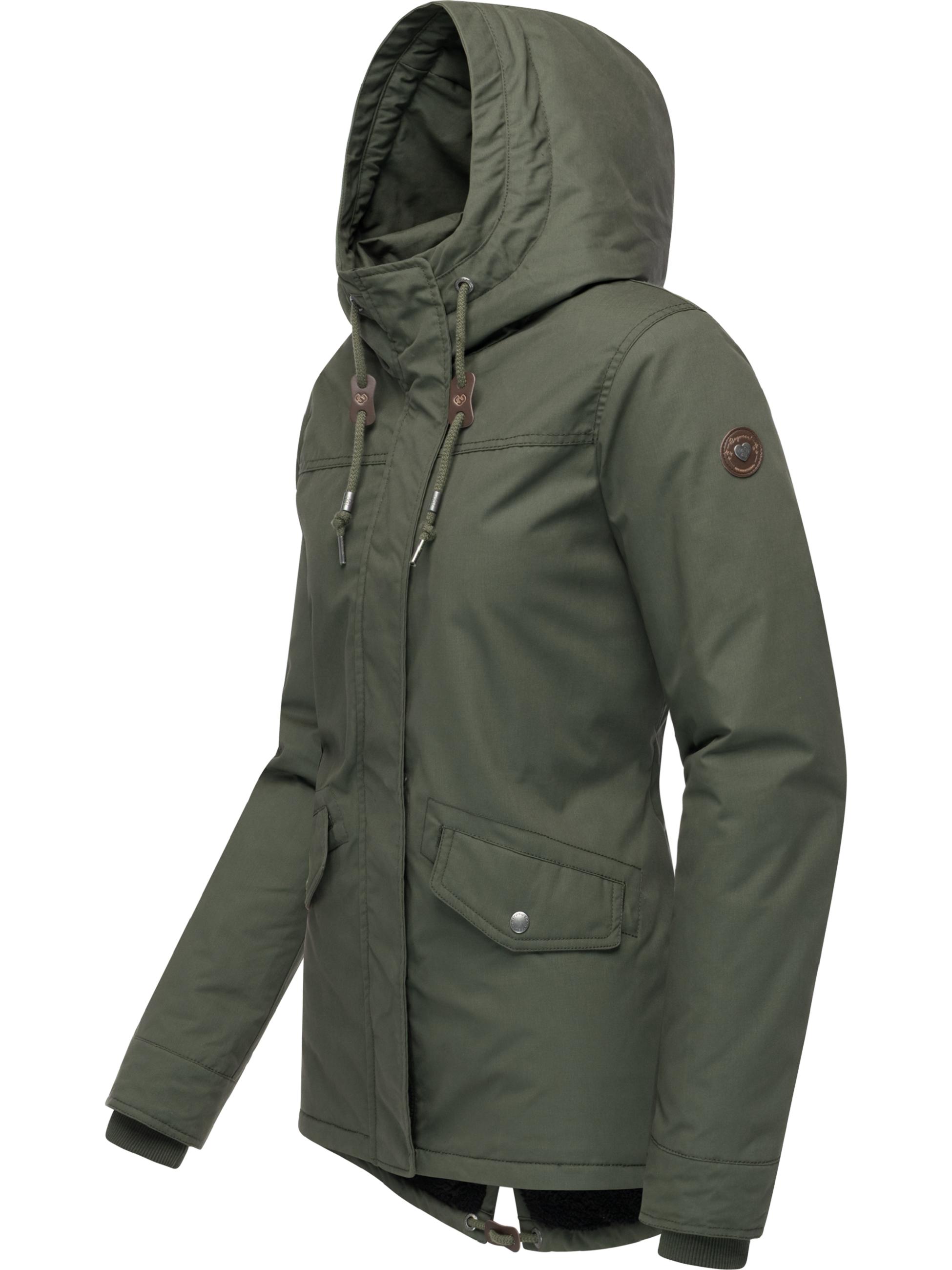 Winter Parka mit hohem Kragen und Kapuze "Parkker Warm" Dark Olive